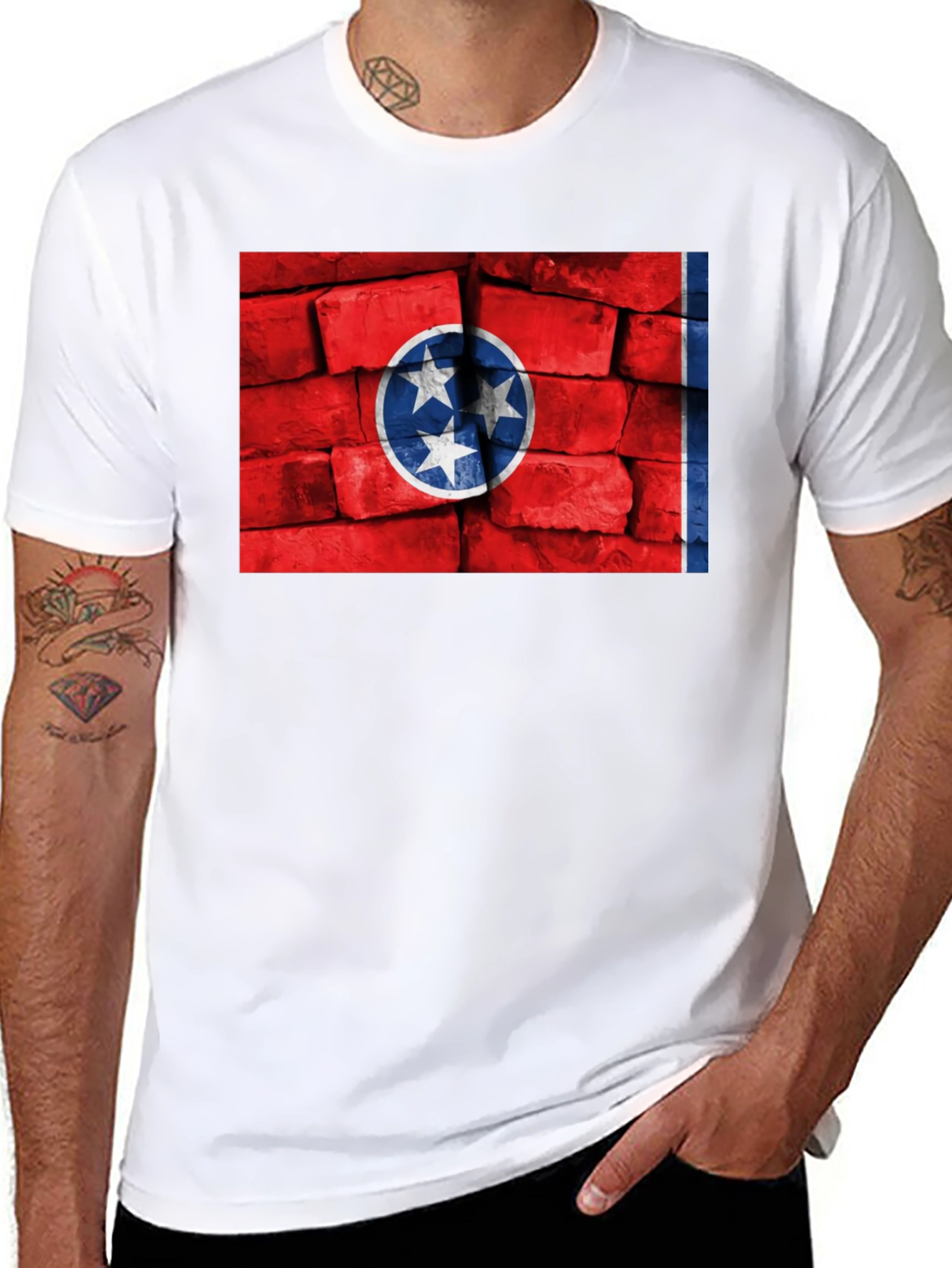 Tennessee Flag Brick Wall Graphic T-Shirt