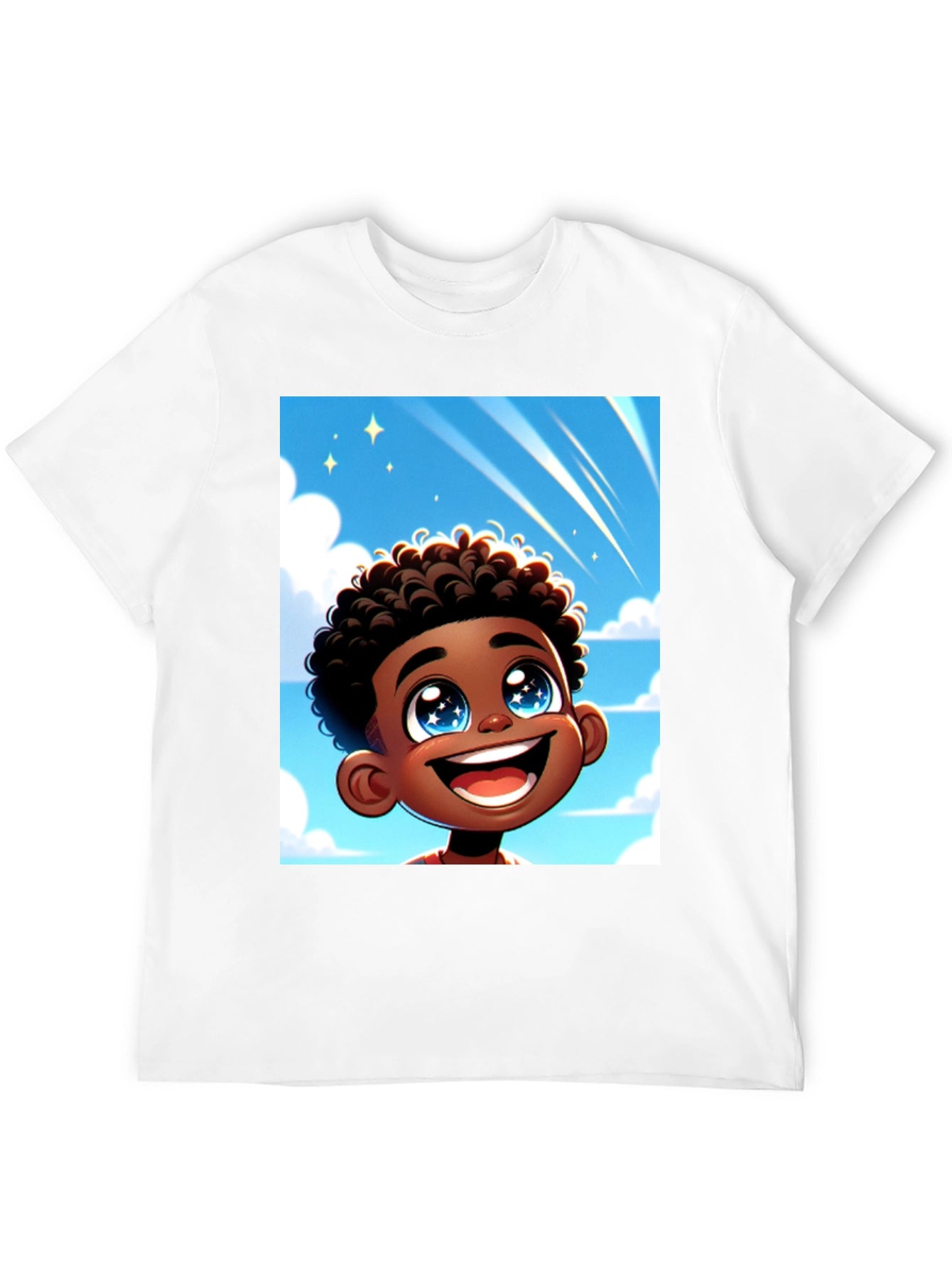 Cartoon Boy T-Shirt - Black Cotton Blend