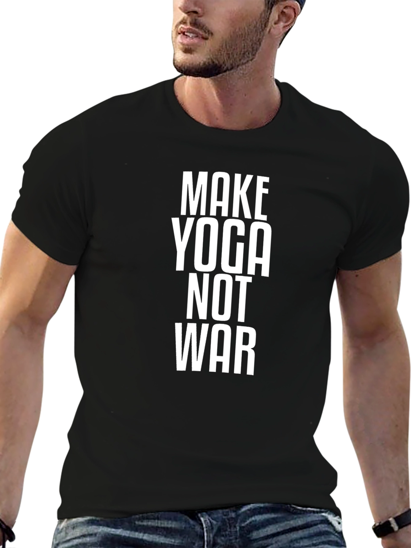 Make Yoga Not War Black Graphic Tee Shirt