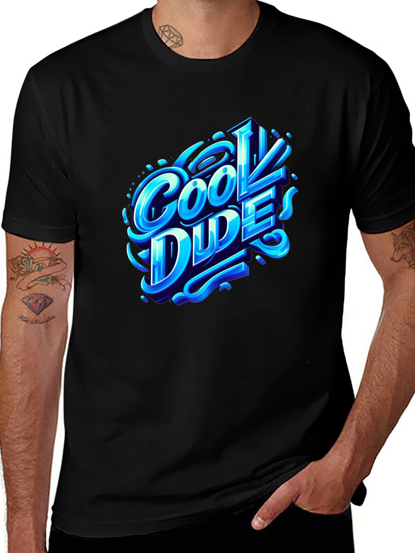Cool Dude Graphic T-Shirt - Trendy Black Tee