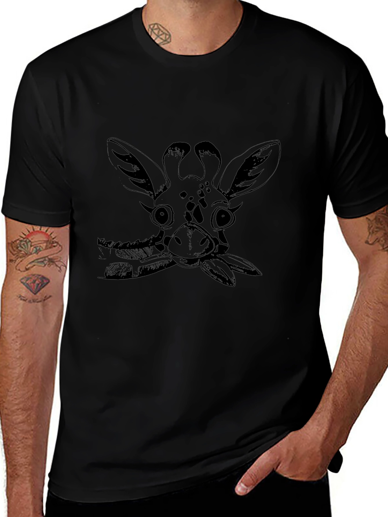 Giraffe Graphic Tee - Unisex Black T-Shirt