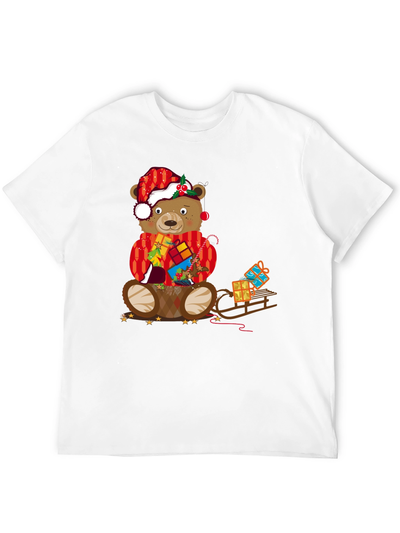 Festive Bear Graphic Tee - Holiday Christmas Style