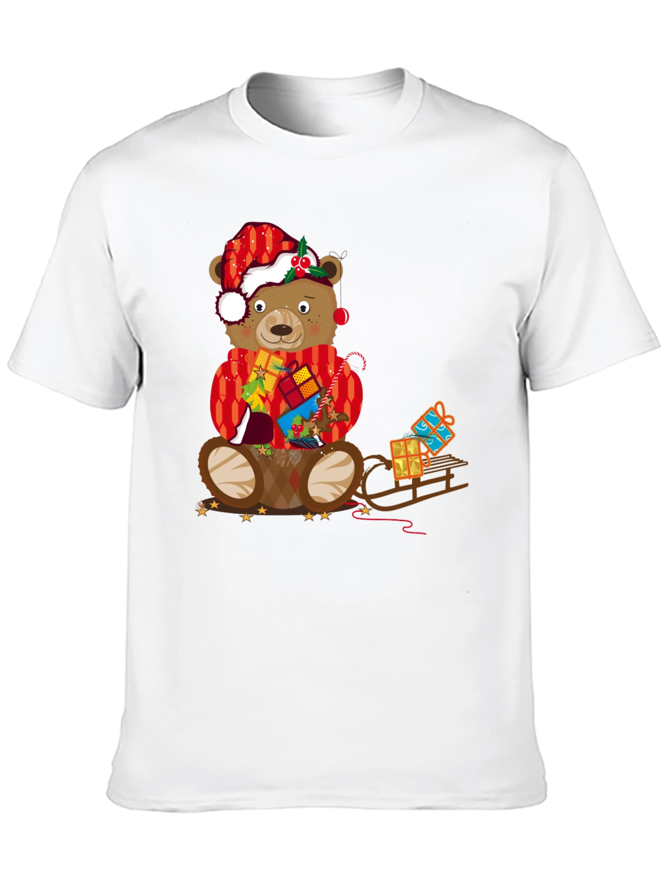 Festive Bear Graphic Tee - Holiday Christmas Style
