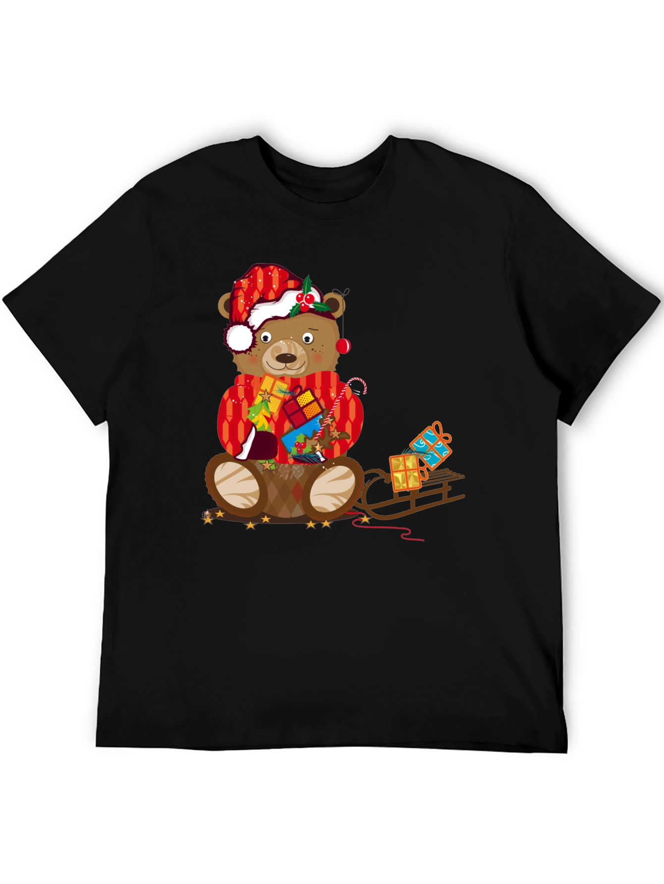 Festive Bear Graphic Tee - Holiday Christmas Style