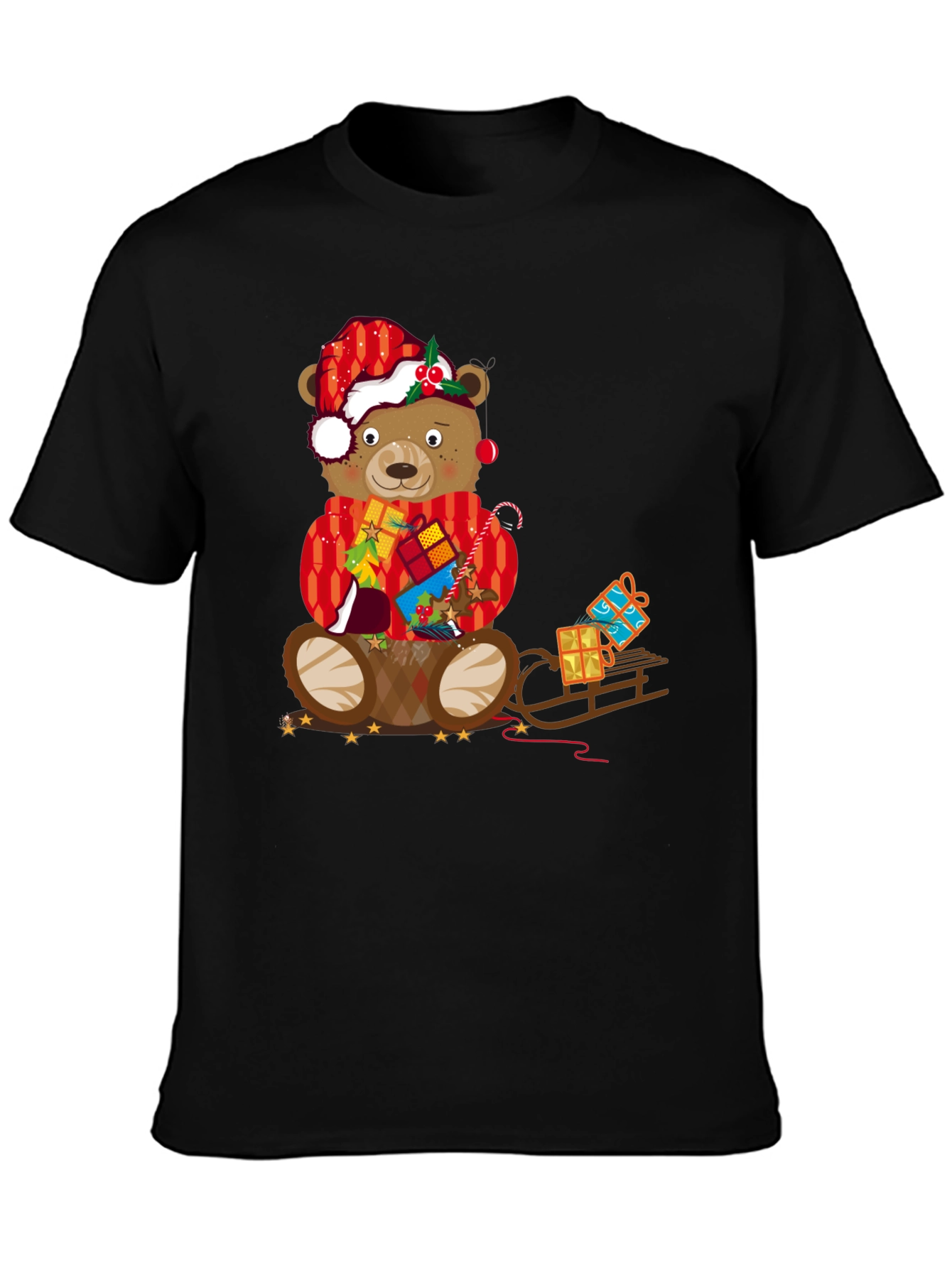 Festive Bear Graphic Tee - Holiday Christmas Style