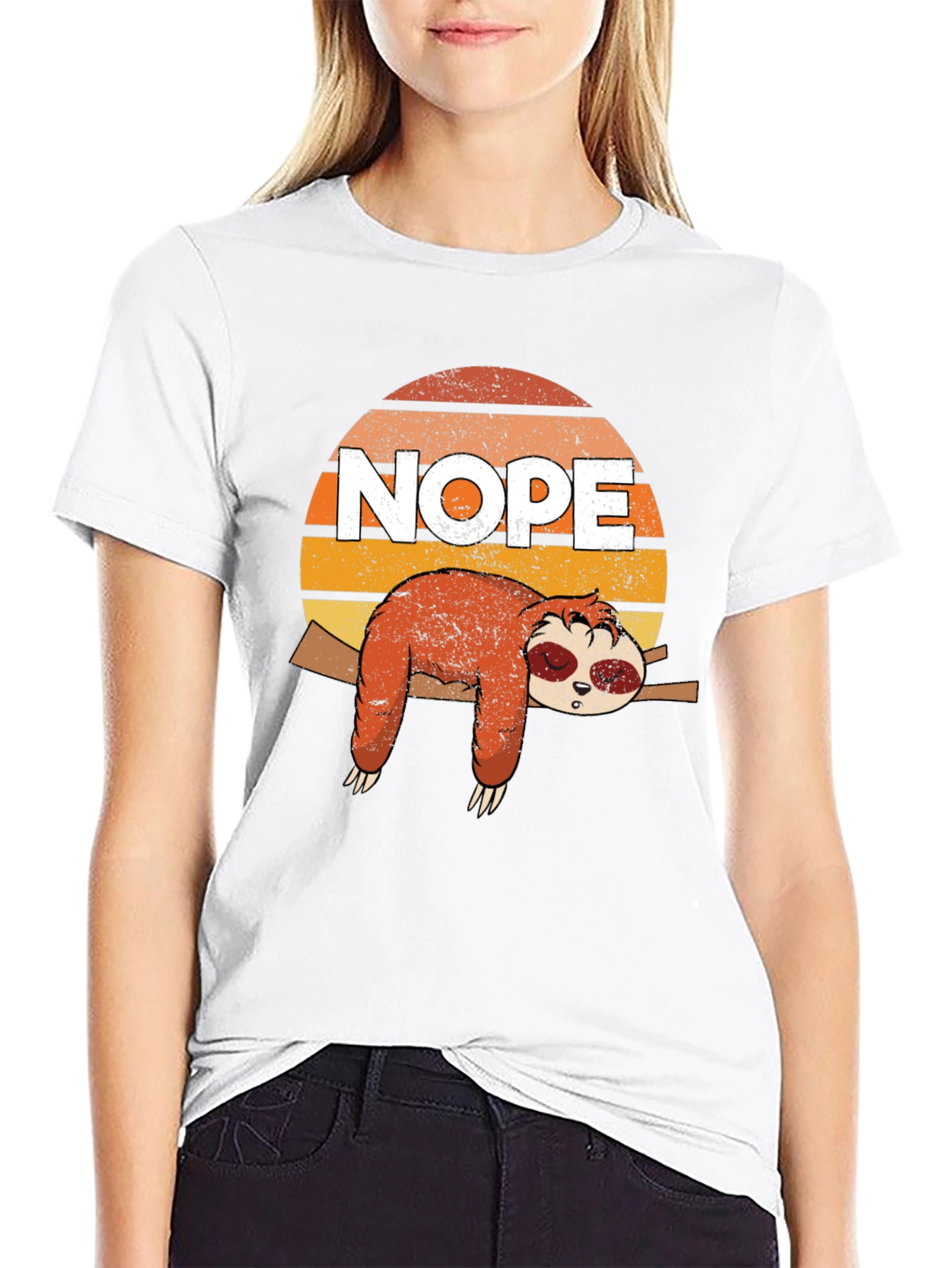 Nope Sloth Graphic Tee - Lazy Day Comfort
