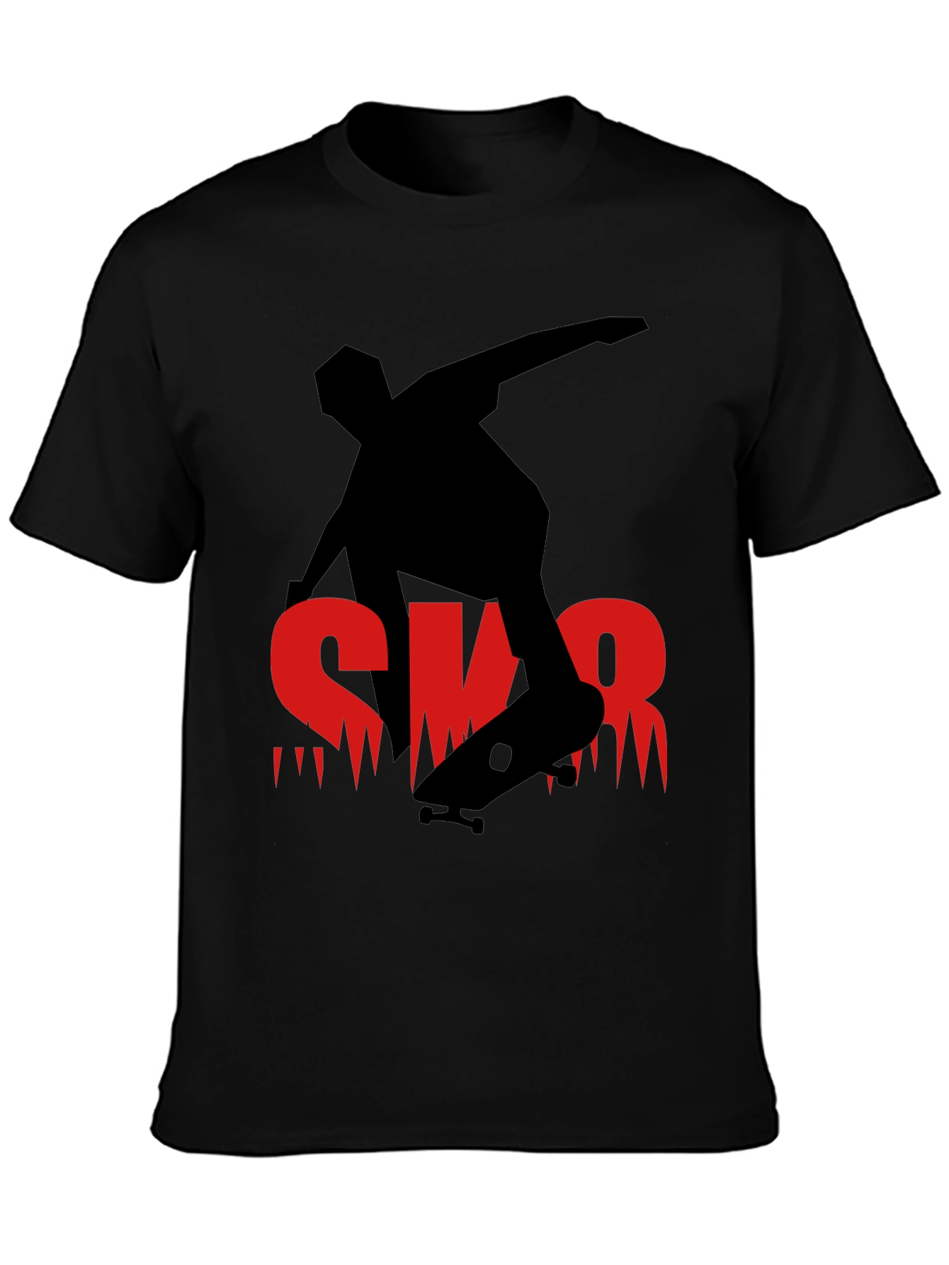Skateboarder Graphic Tee - Black Casual Shirt