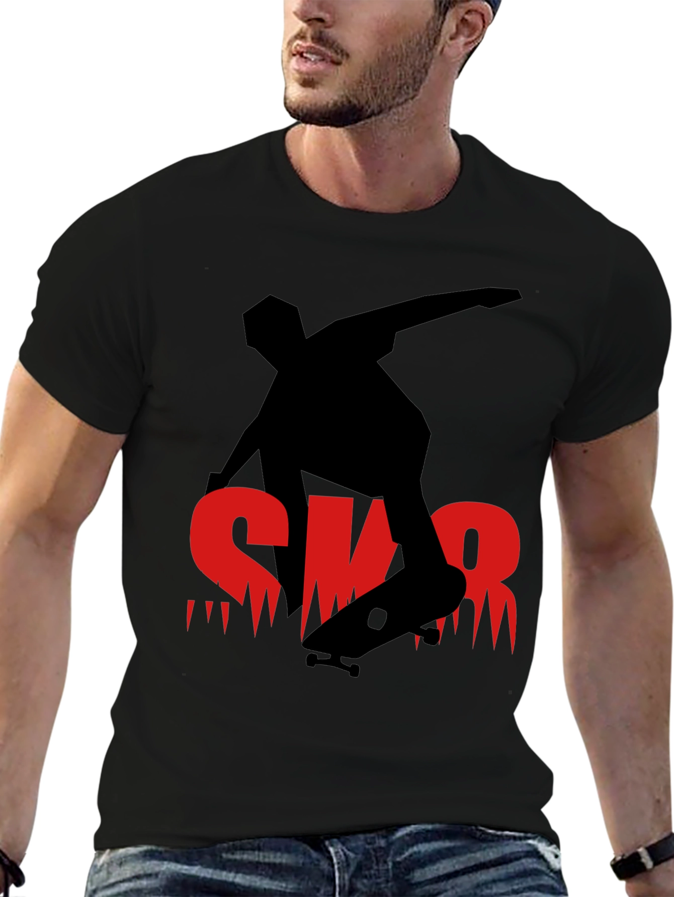 Skateboarder Graphic Tee - Black Casual Shirt