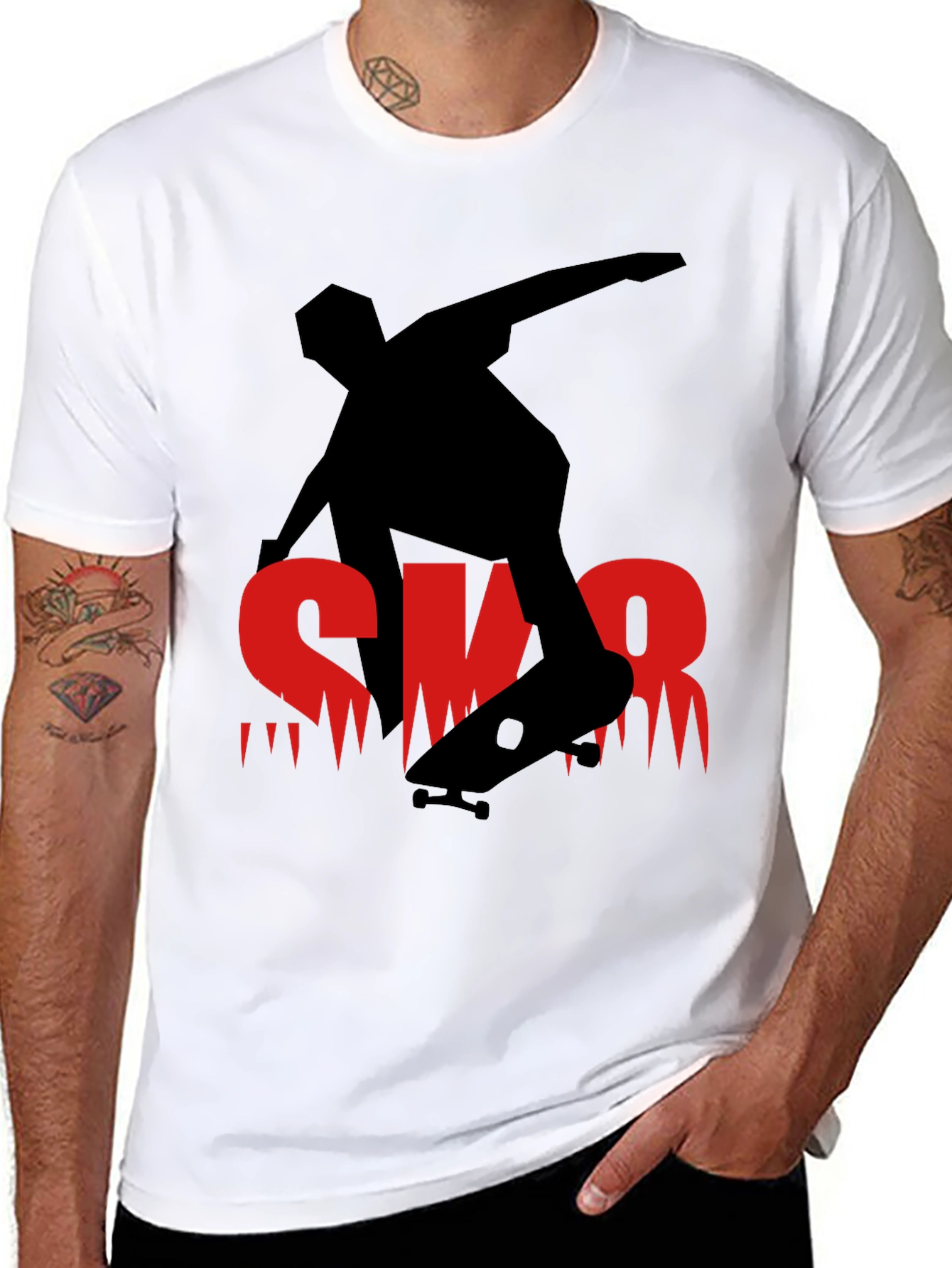 Skateboarder Graphic Tee - Black Casual Shirt