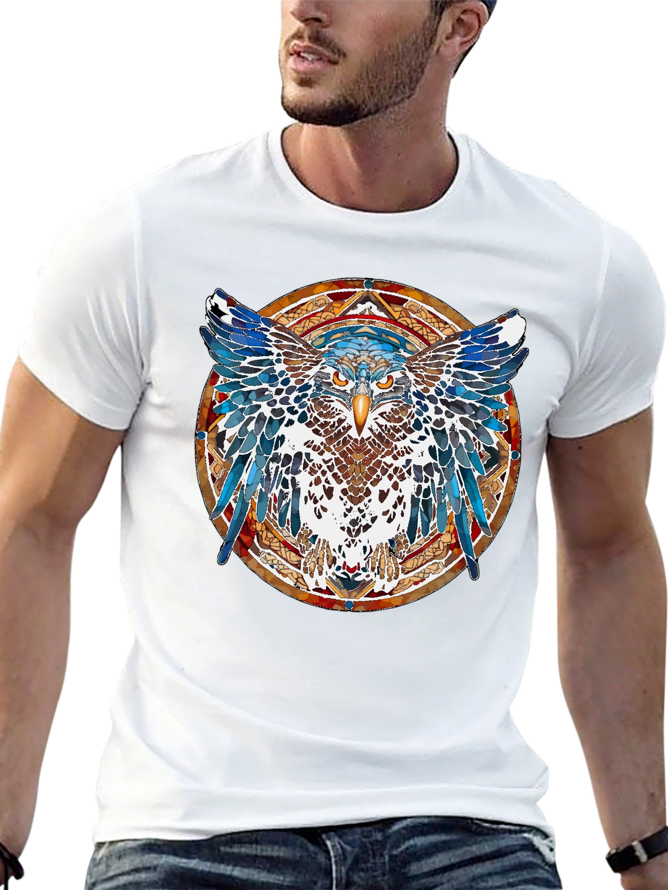 Owl Graphic Print Black Tee