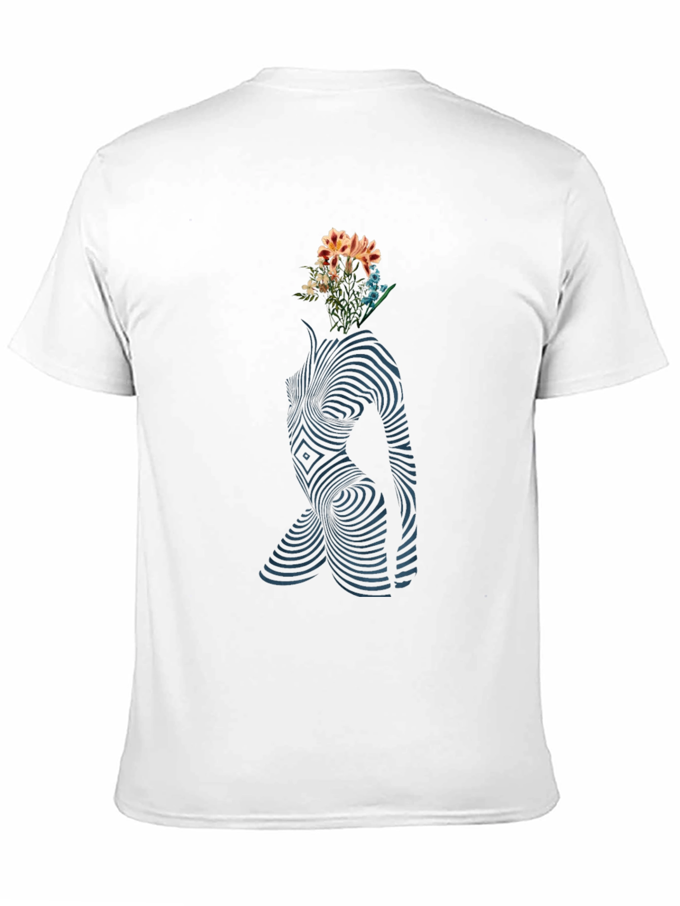 Abstract Floral Body Print Black T-Shirt
