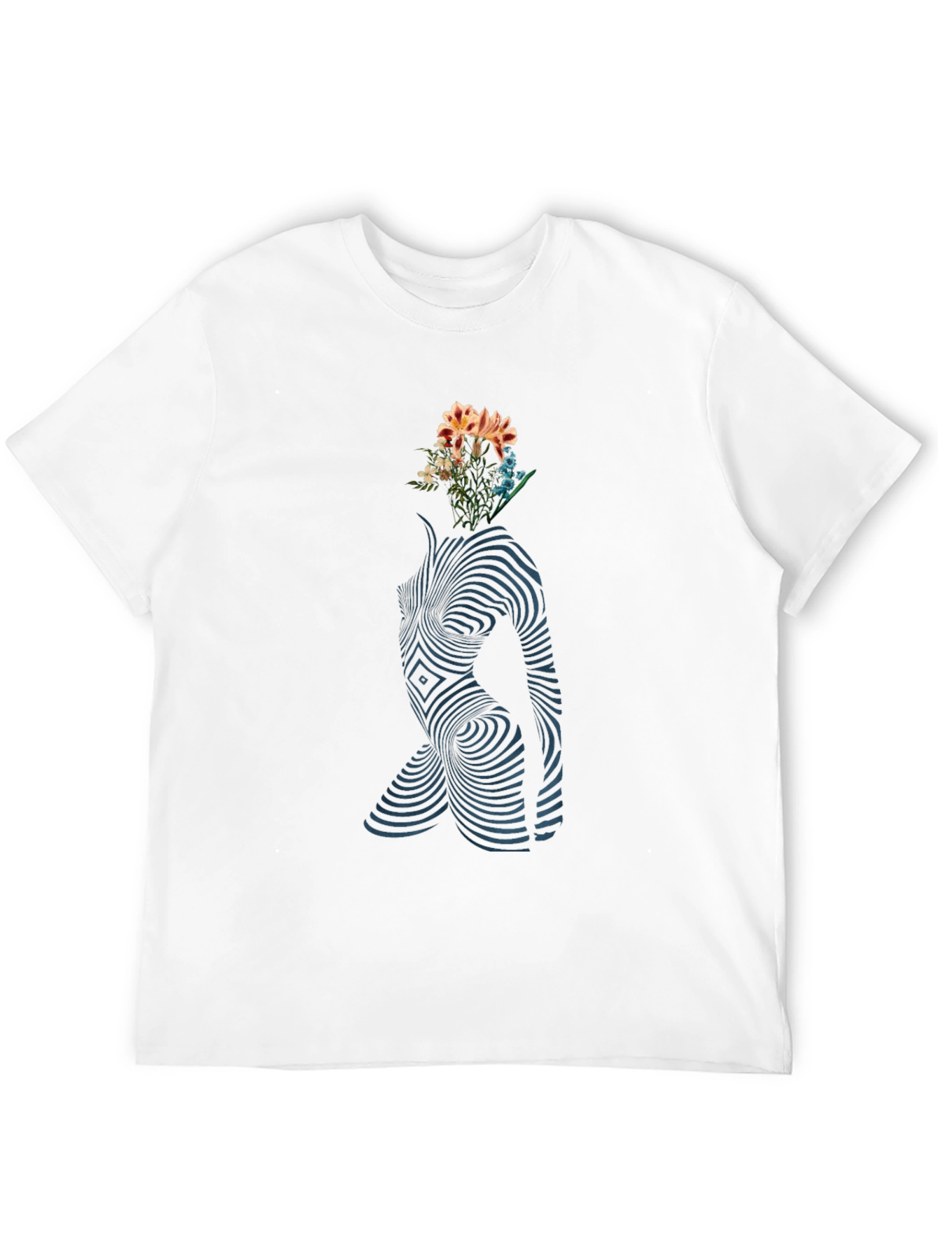 Abstract Floral Body Print Black T-Shirt