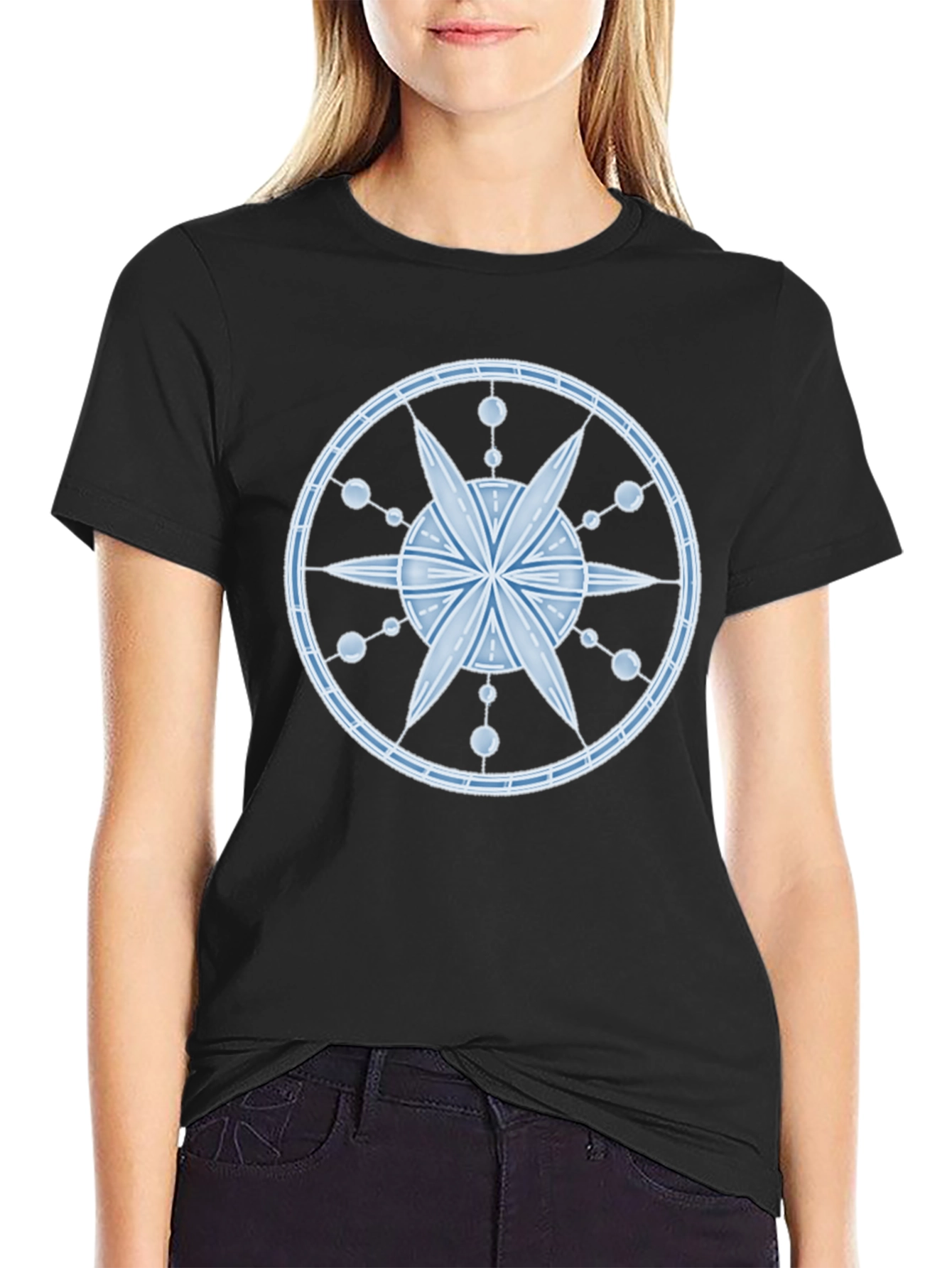 Celestial Design T-Shirt - Black Cotton Blend