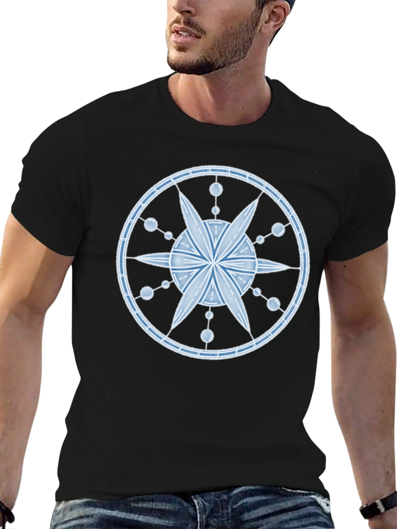 Celestial Design T-Shirt - Black Cotton Blend