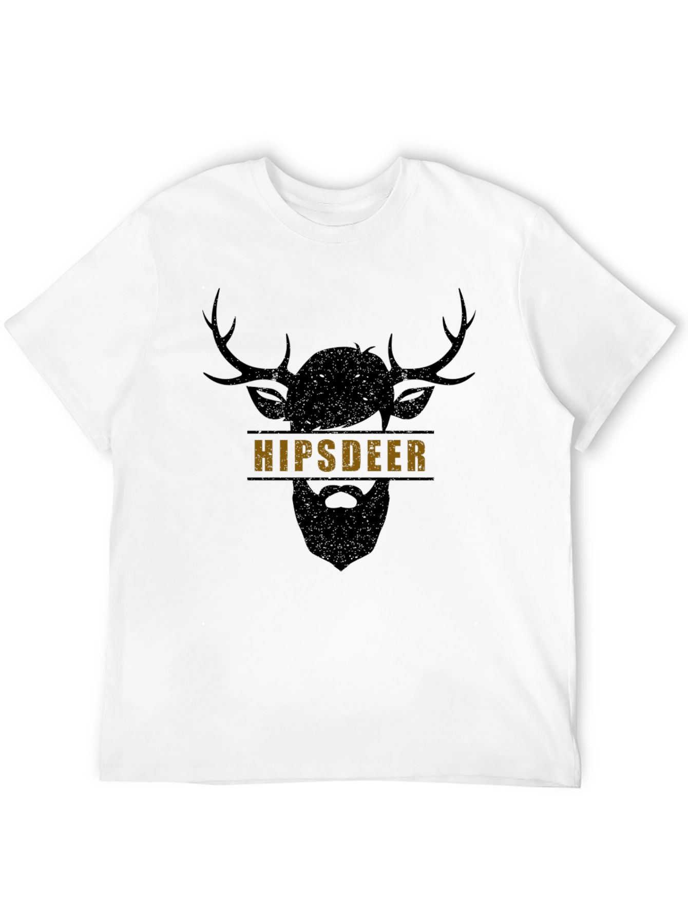 Hipster Deer Graphic Black T-Shirt
