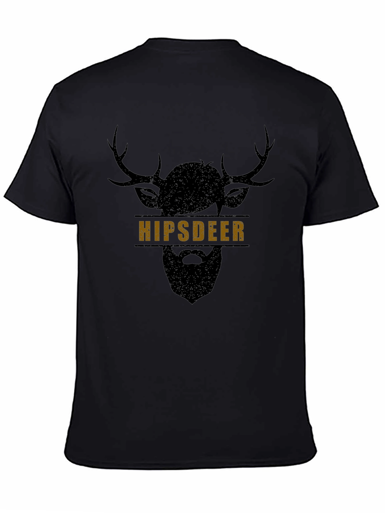 Hipster Deer Graphic Black T-Shirt