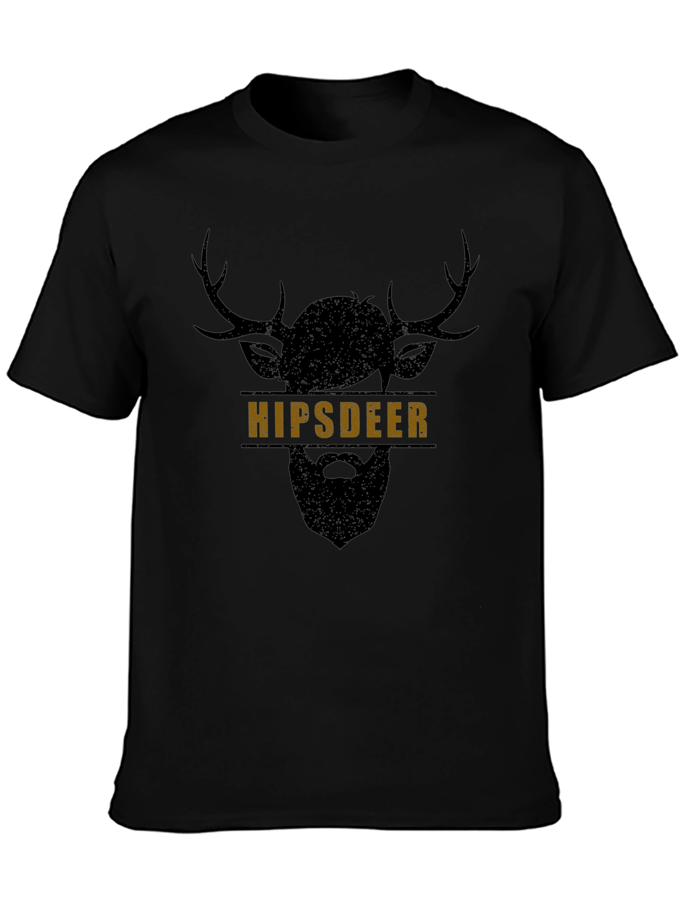 Hipster Deer Graphic Black T-Shirt