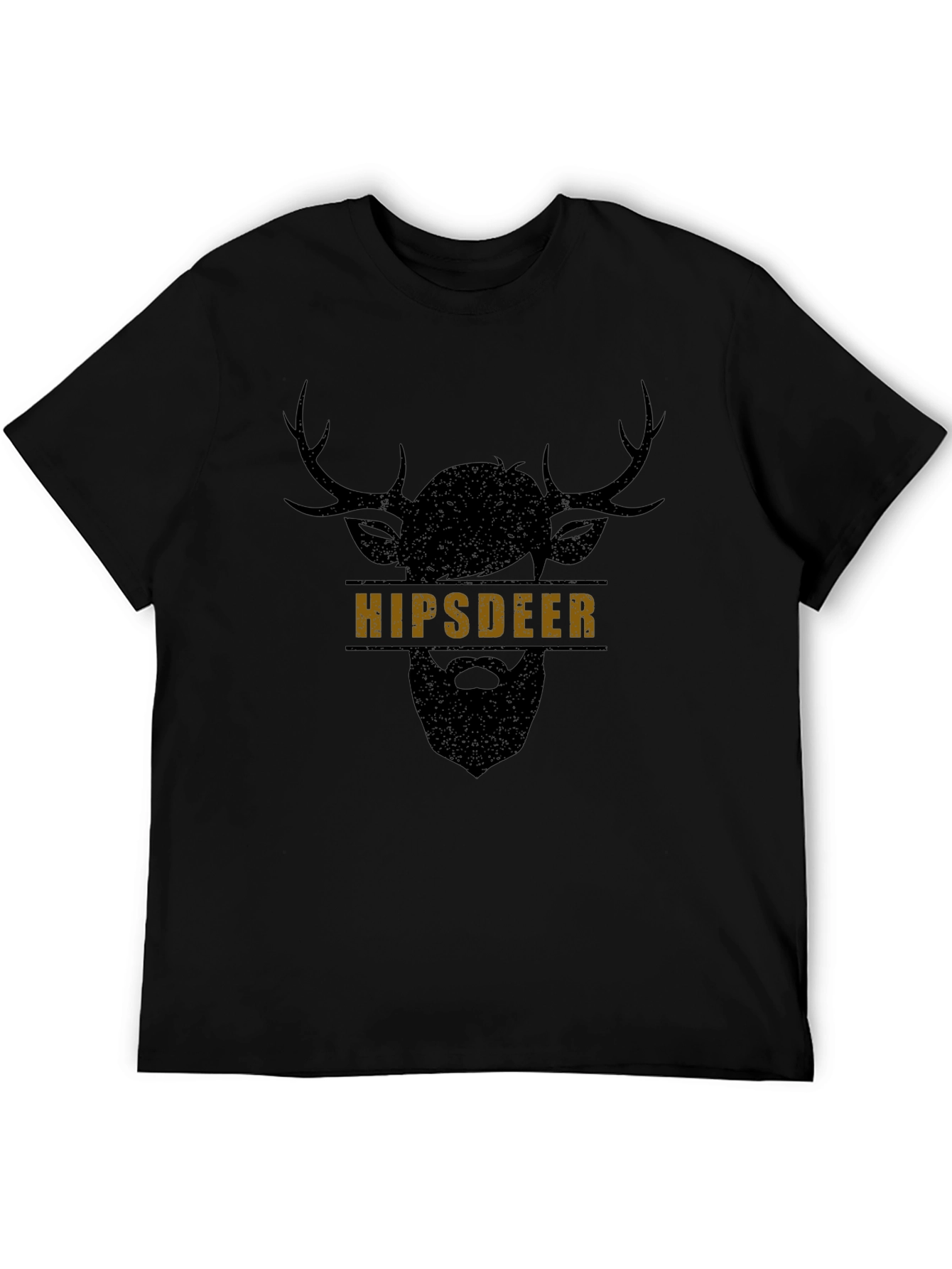 Hipster Deer Graphic Black T-Shirt