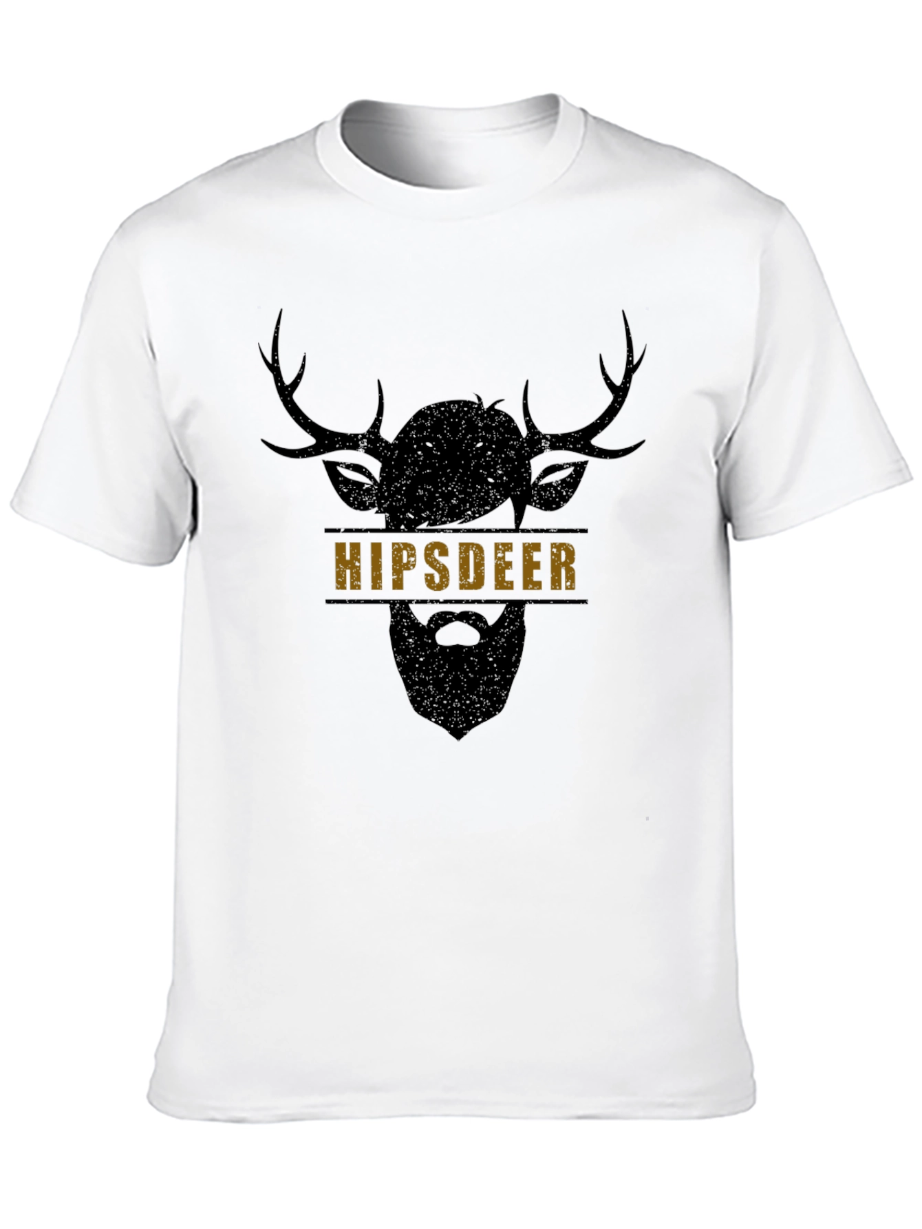 Hipster Deer Graphic Black T-Shirt