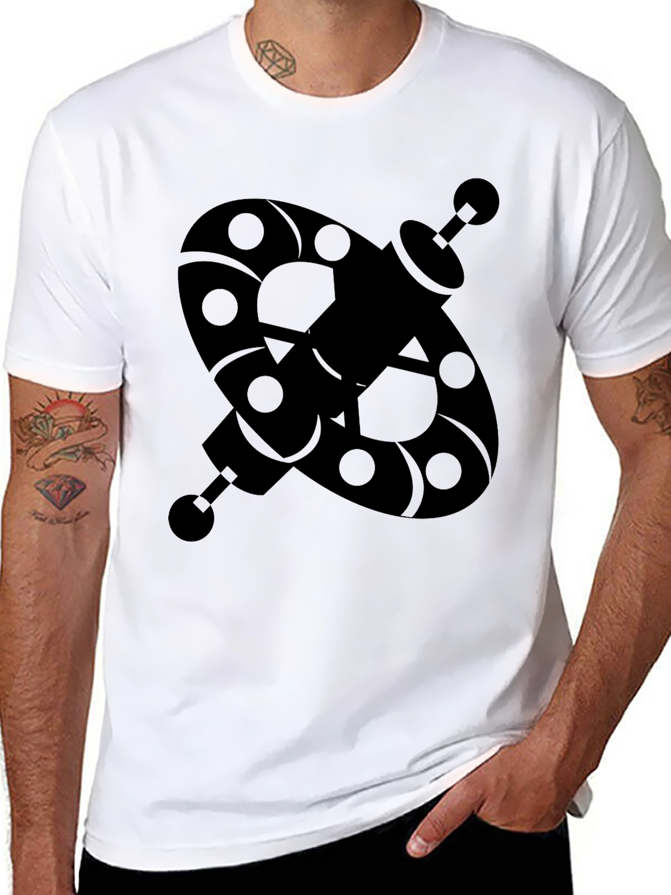 Abstract Geometric Black Graphic T-Shirt