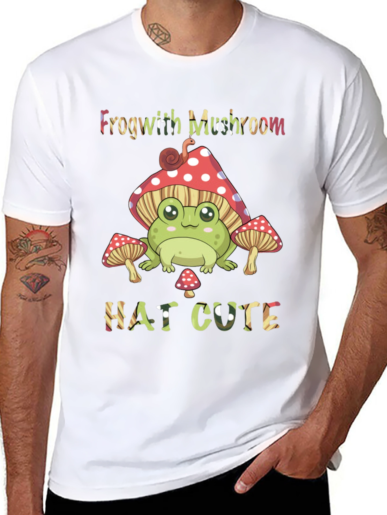 Frog with Mushroom Hat Graphic T-Shirt