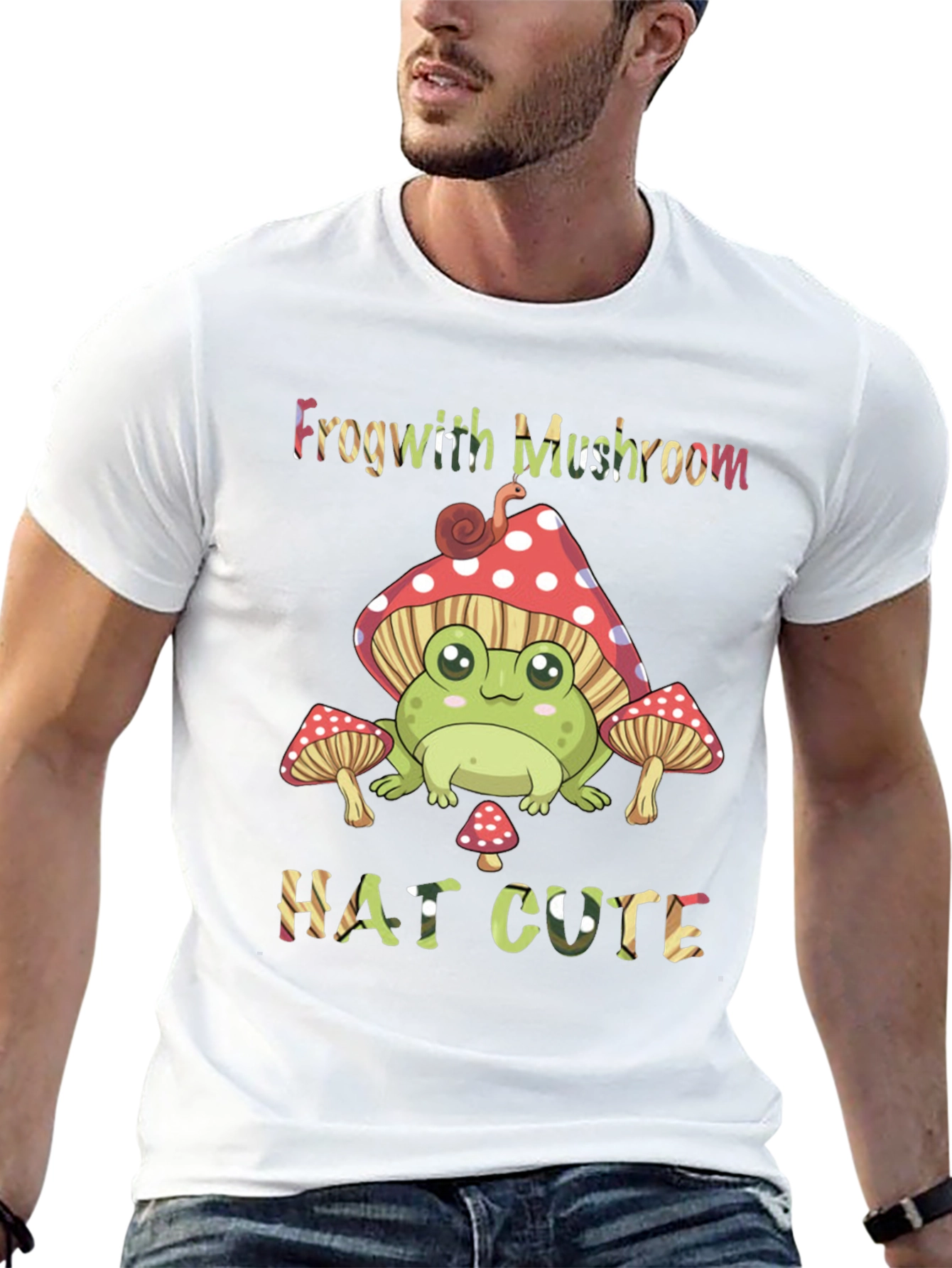 Frog with Mushroom Hat Graphic T-Shirt