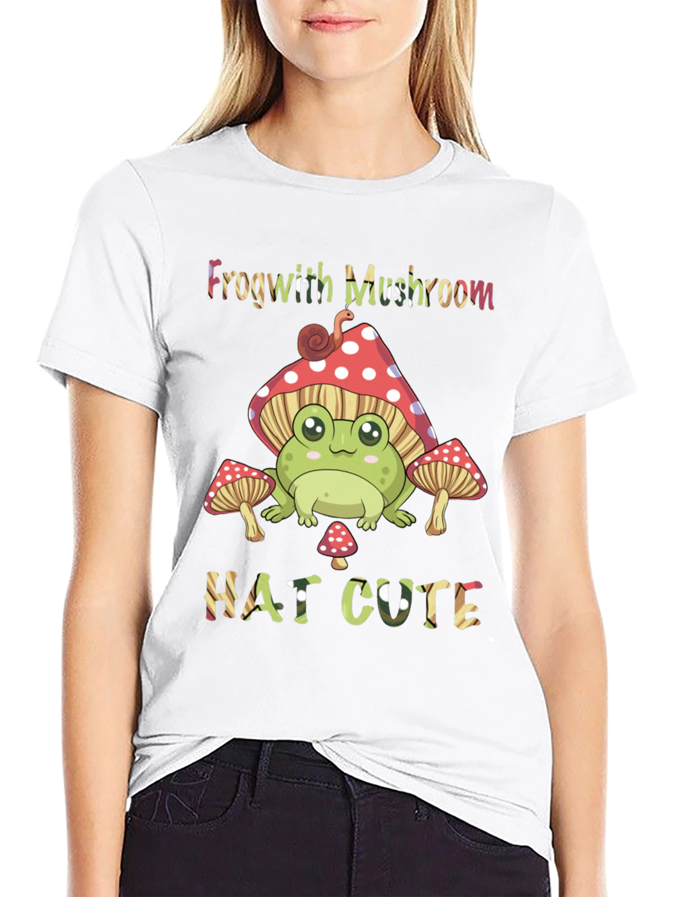 Frog with Mushroom Hat Graphic T-Shirt