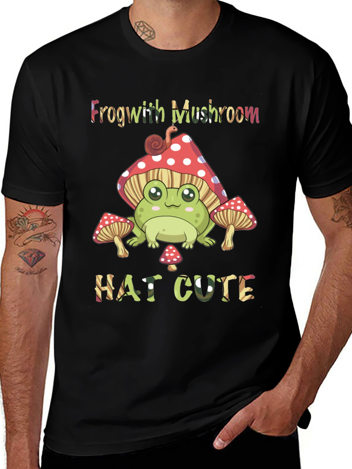 Frog with Mushroom Hat Graphic T-Shirt