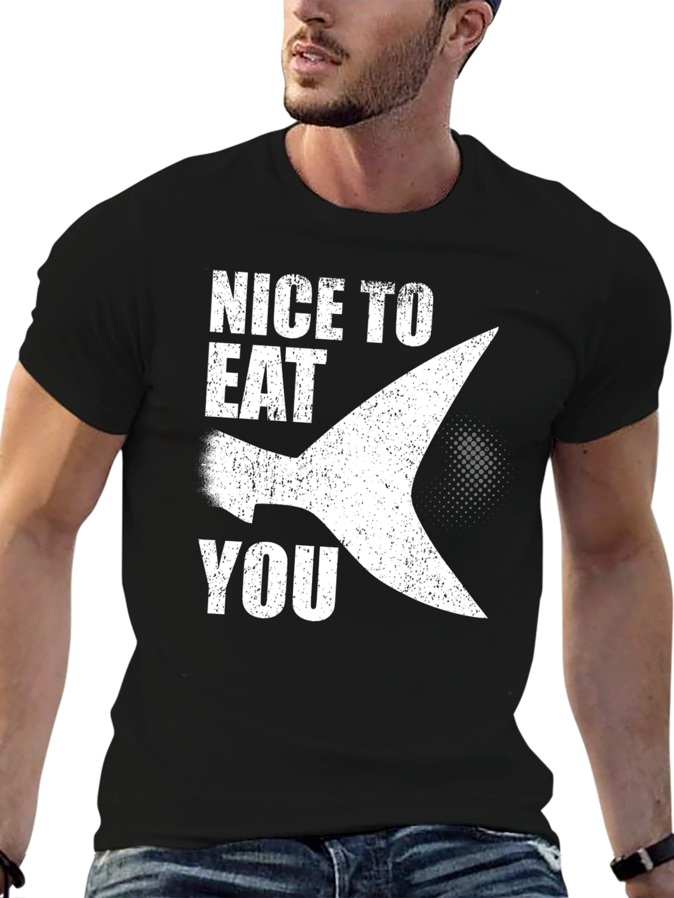 Funny Shark Fin Graphic Novelty T-Shirt
