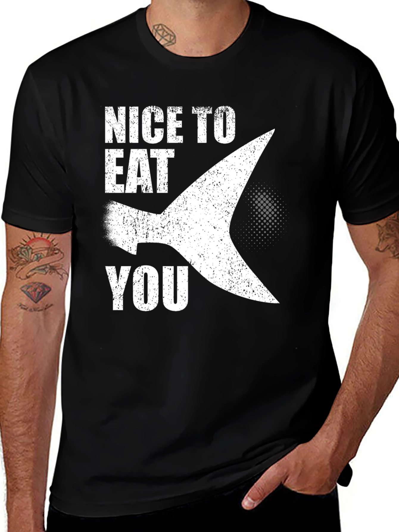 Funny Shark Fin Graphic Novelty T-Shirt
