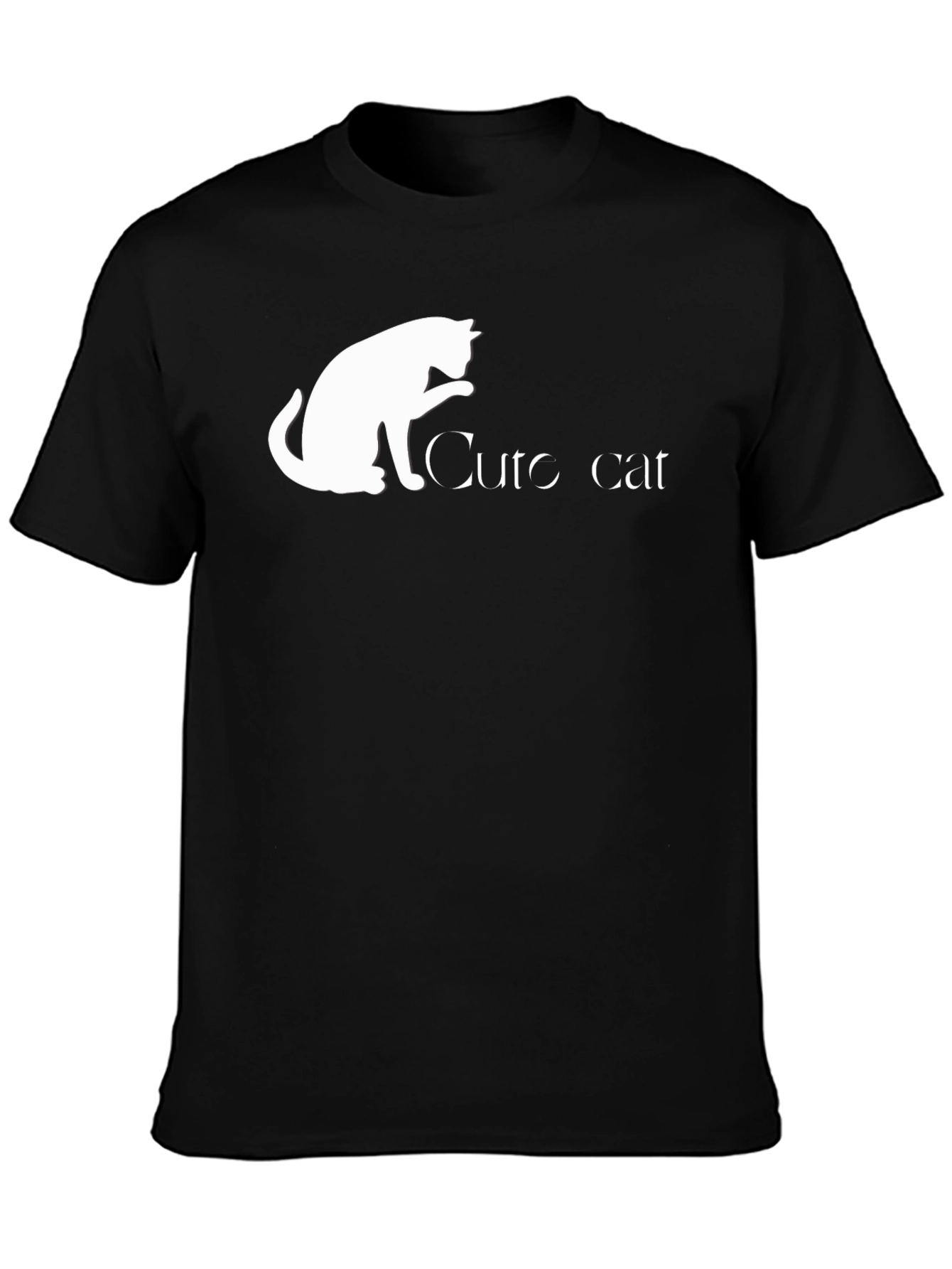 Cute Cat Graphic Tee - Black