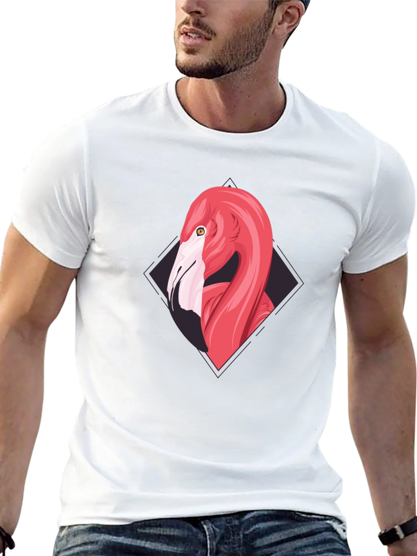 Flamingo Graphic Tee - Cool Black T-Shirt