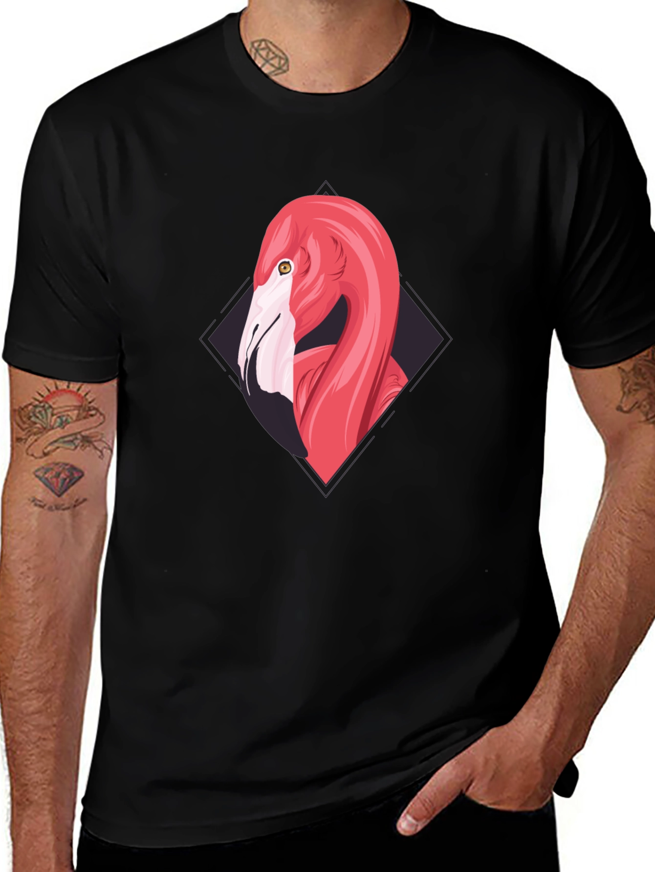 Flamingo Graphic Tee - Cool Black T-Shirt