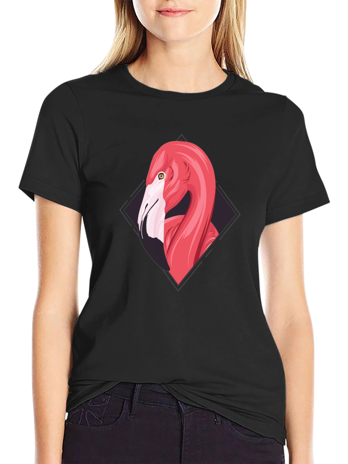 Flamingo Graphic Tee - Cool Black T-Shirt