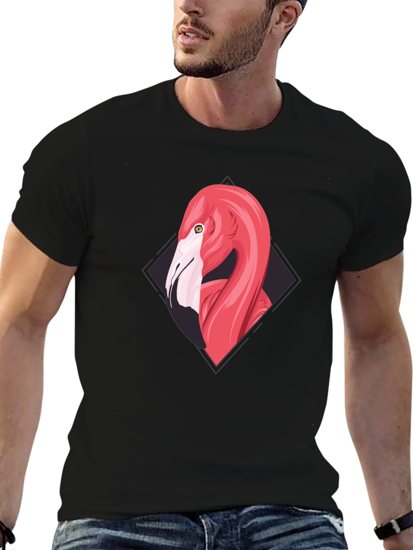 Flamingo Graphic Tee - Cool Black T-Shirt
