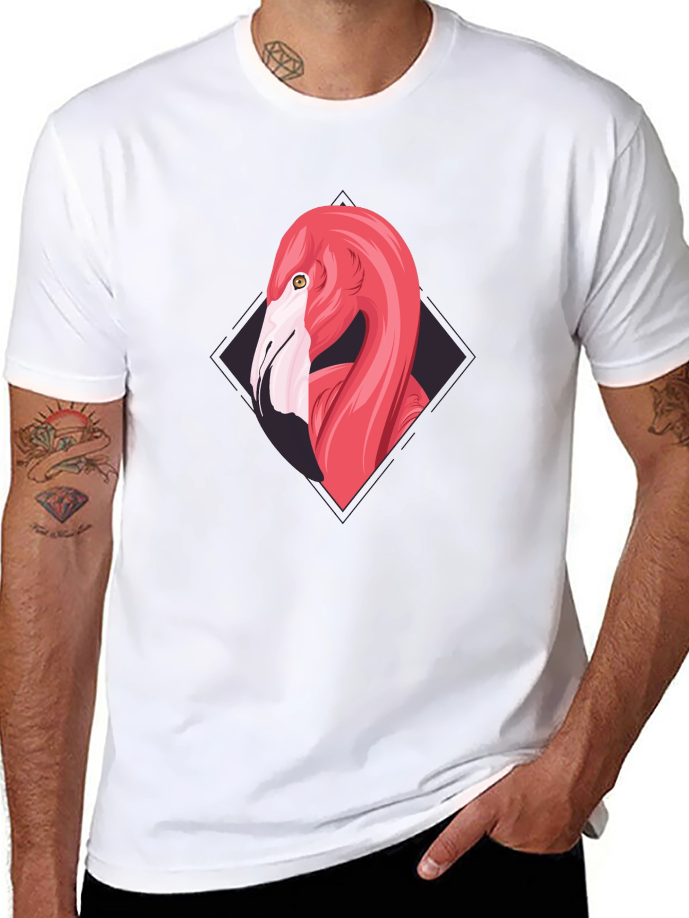 Flamingo Graphic Tee - Cool Black T-Shirt
