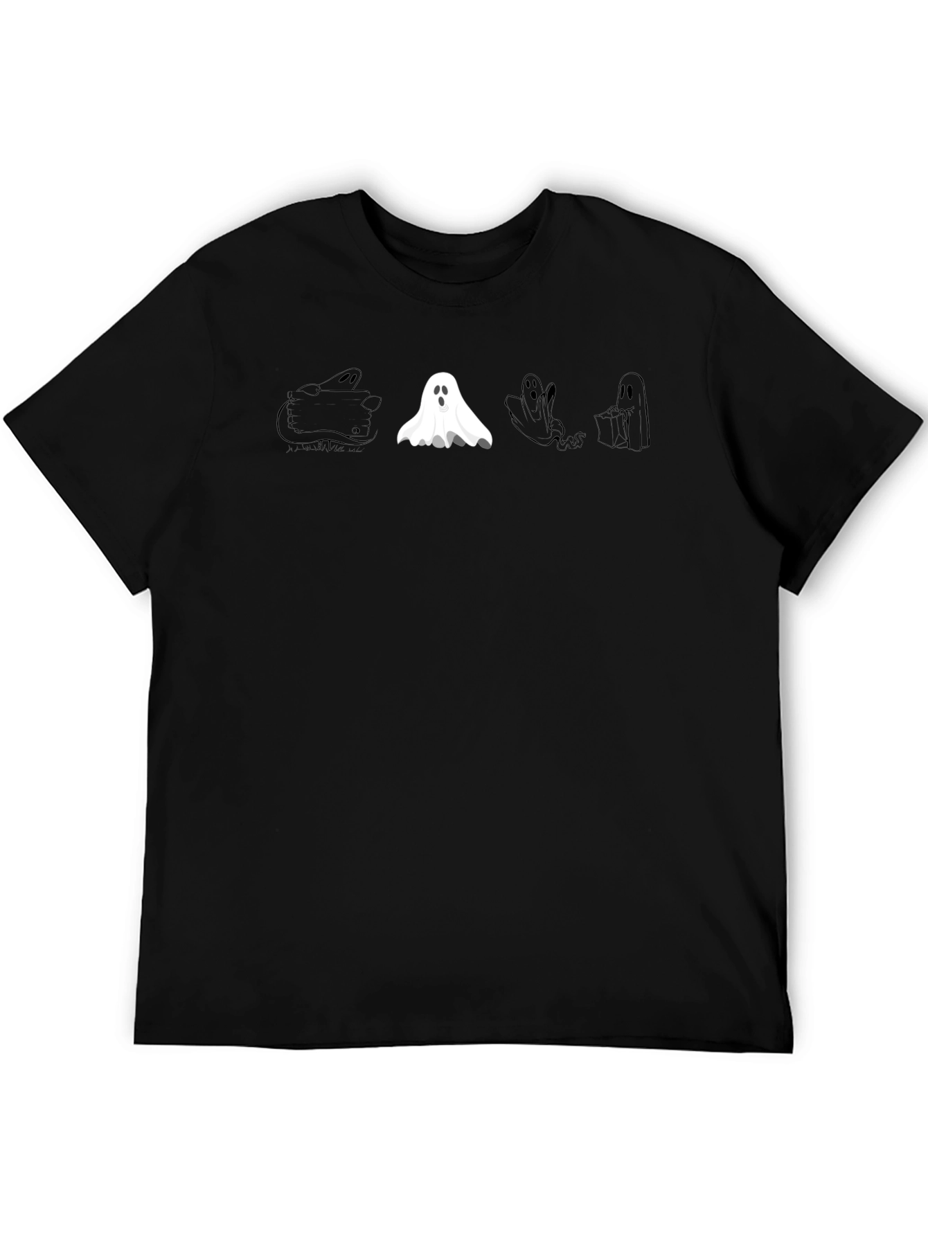 Spooky Ghosts Black T-Shirt - Halloween Fun