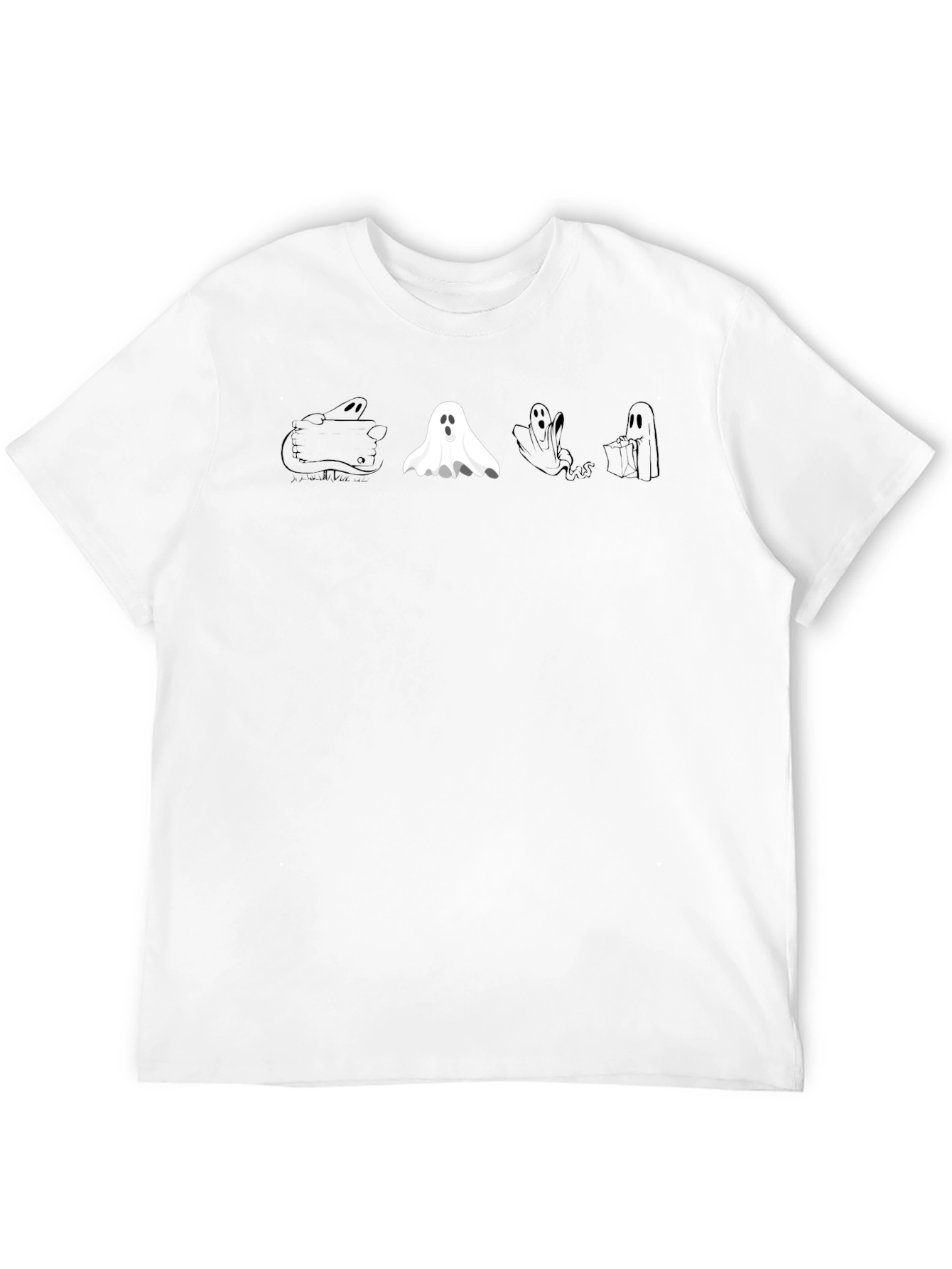 Spooky Ghosts Black T-Shirt - Halloween Fun