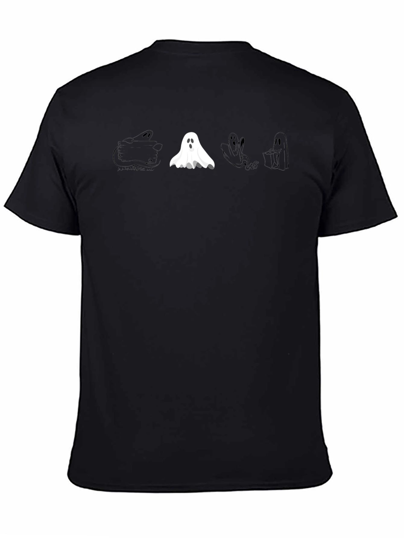 Spooky Ghosts Black T-Shirt - Halloween Fun