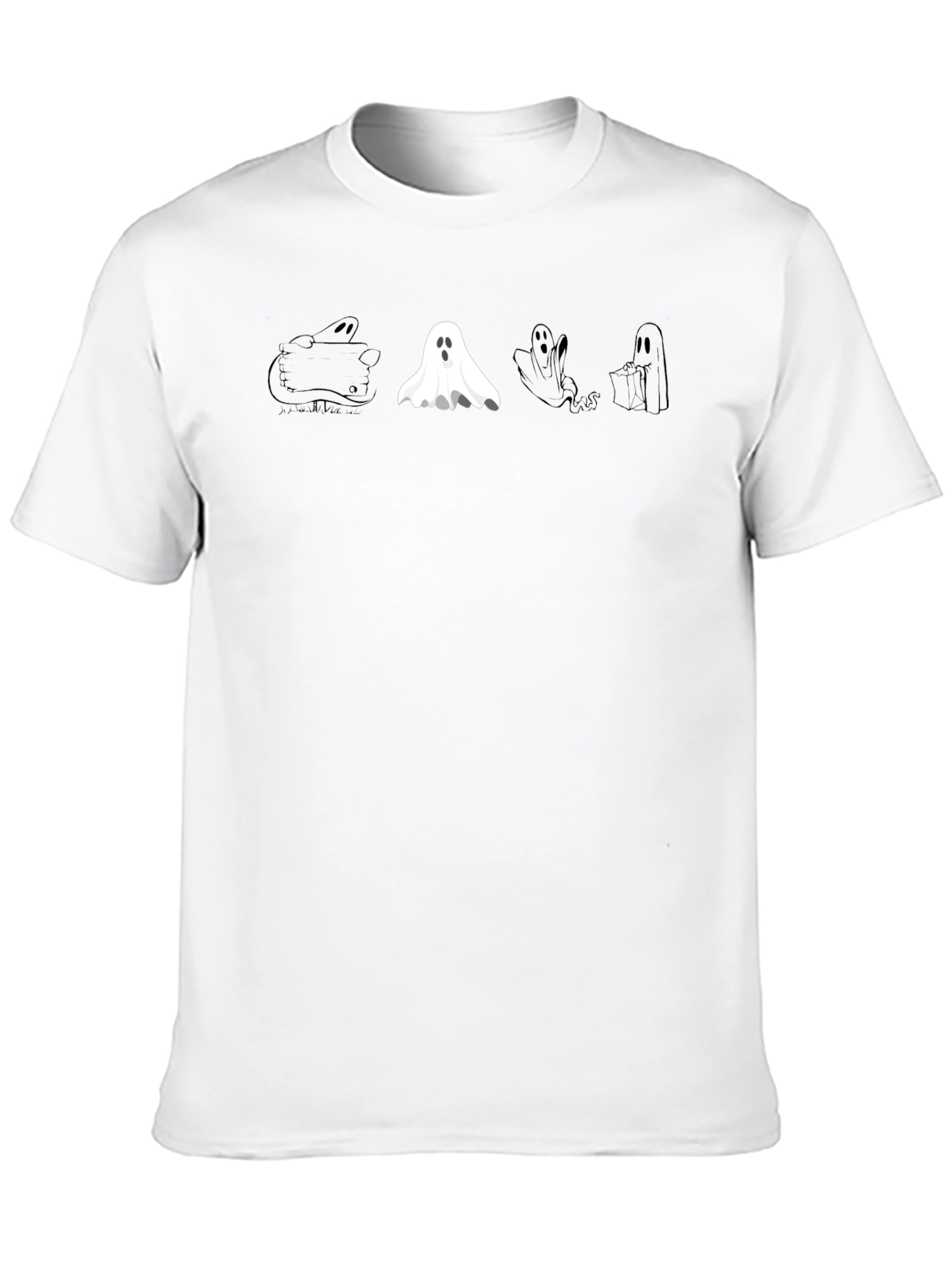 Spooky Ghosts Black T-Shirt - Halloween Fun