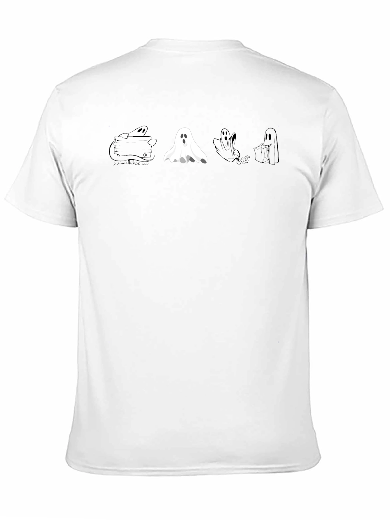 Spooky Ghosts Black T-Shirt - Halloween Fun