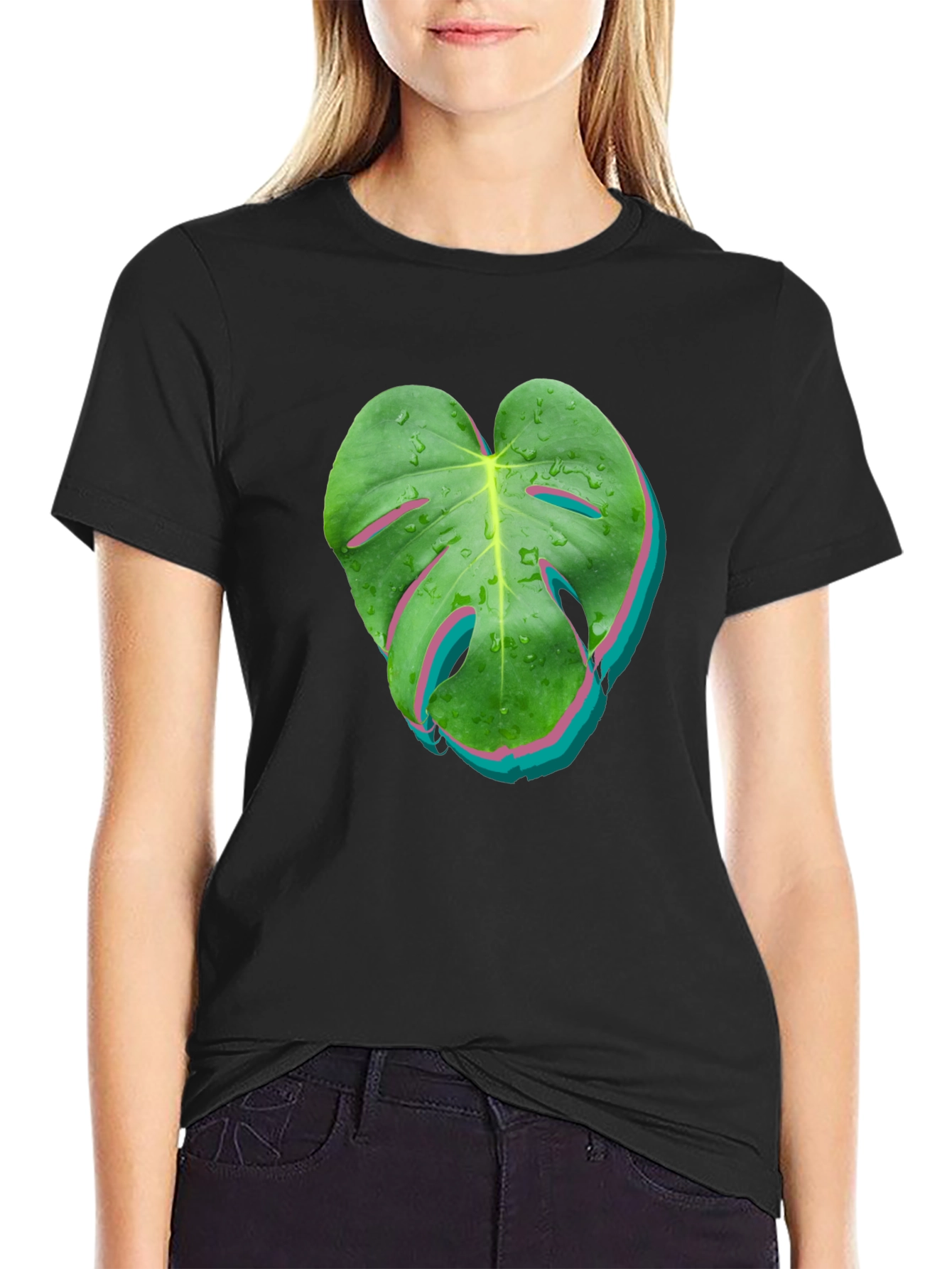 Tropical Monstera Leaf Graphic T-Shirt