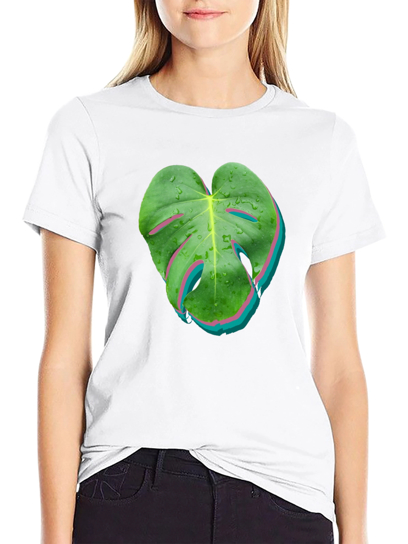 Tropical Monstera Leaf Graphic T-Shirt