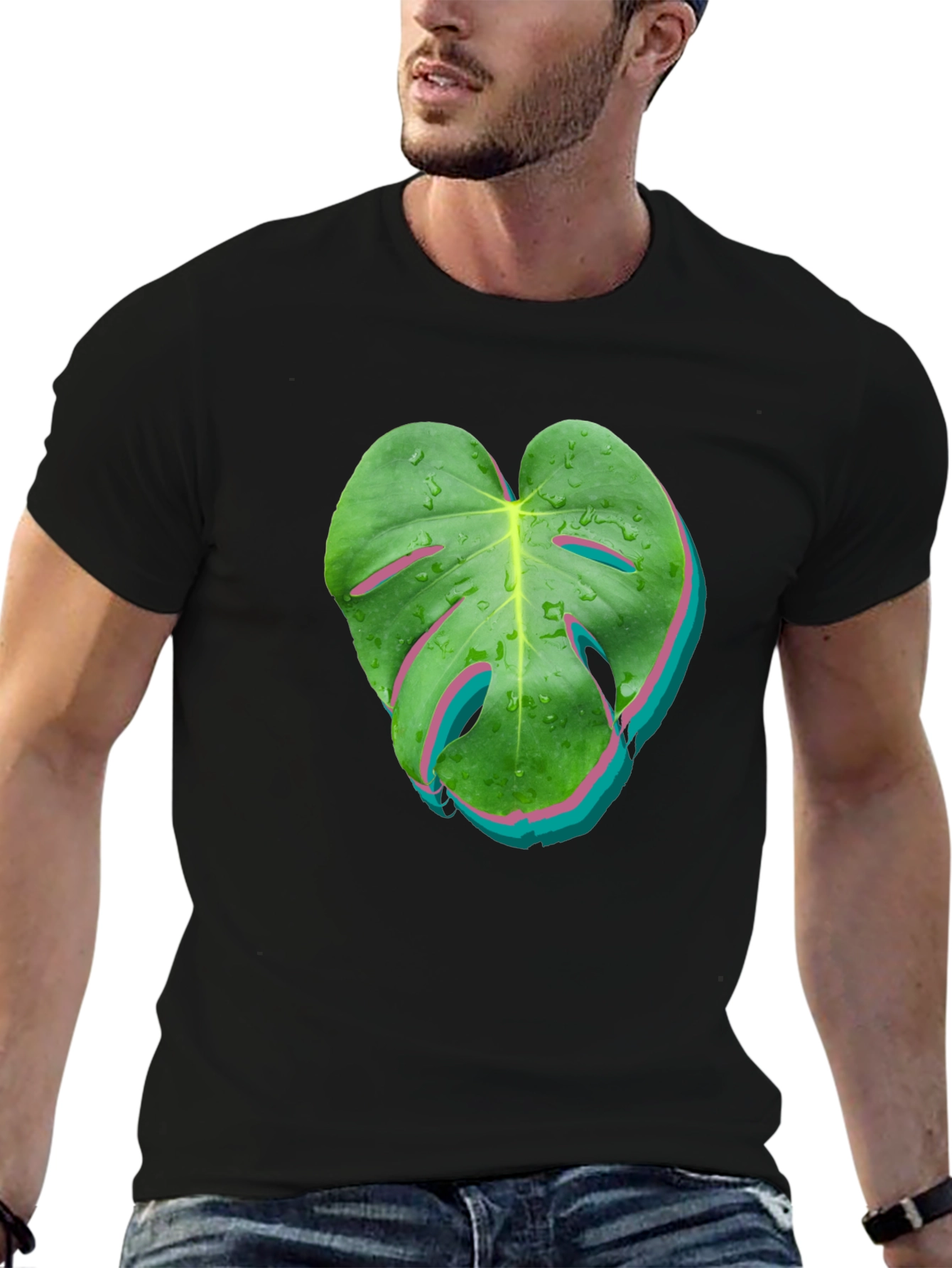 Tropical Monstera Leaf Graphic T-Shirt