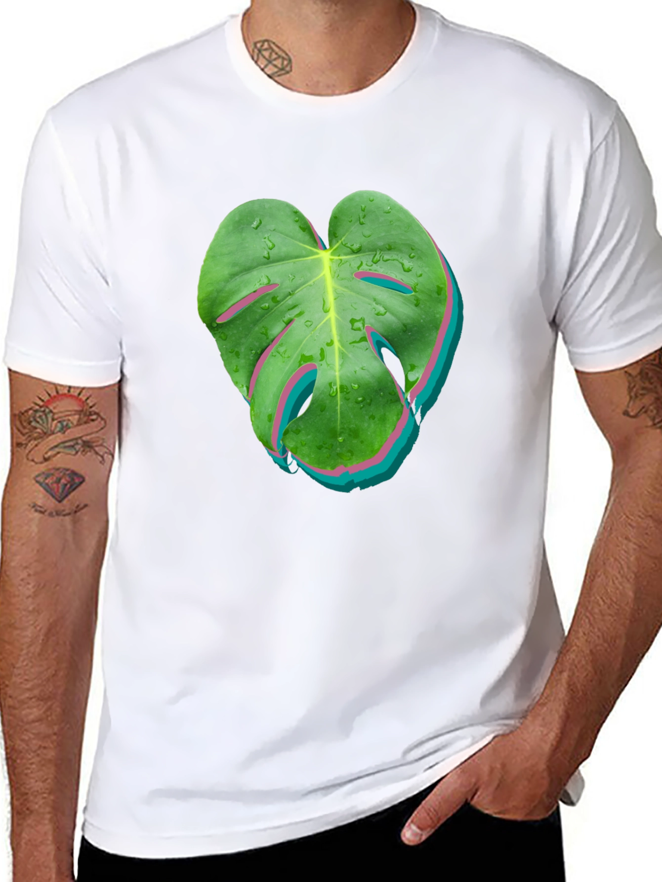 Tropical Monstera Leaf Graphic T-Shirt