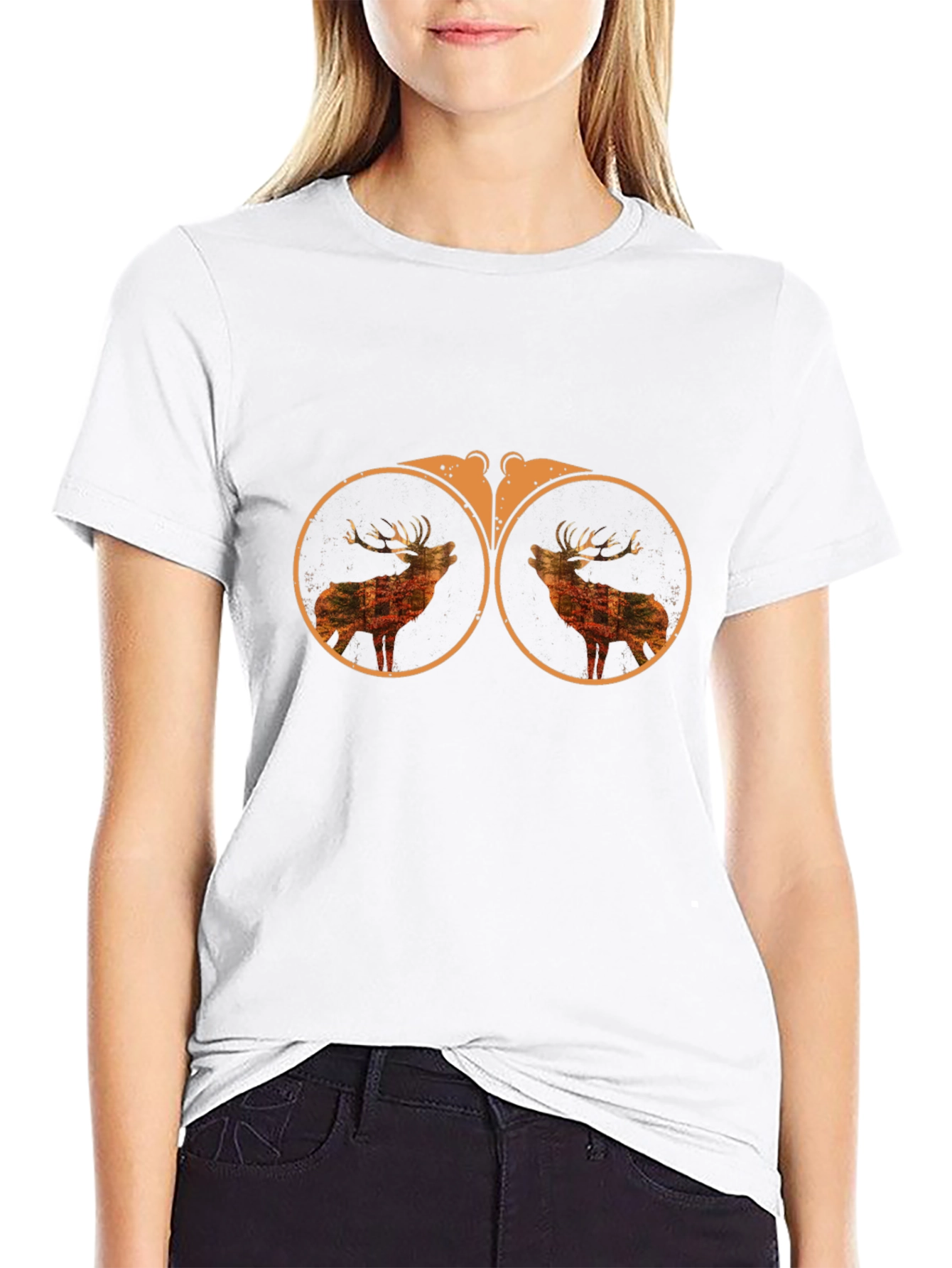 Binocular Deer Graphic Tee - Black Cotton Blend