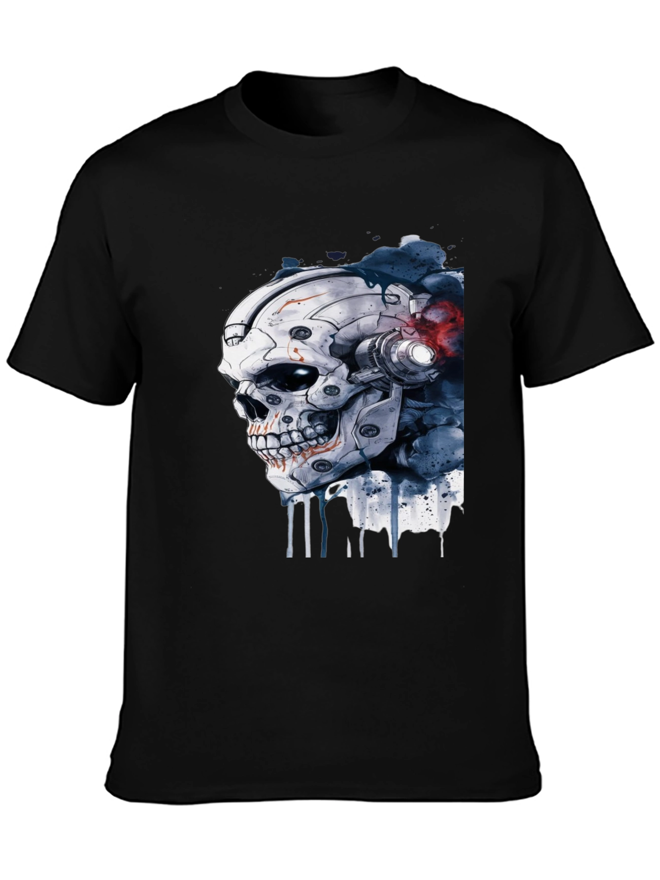 Cyber Skull Graphic Black T-Shirt