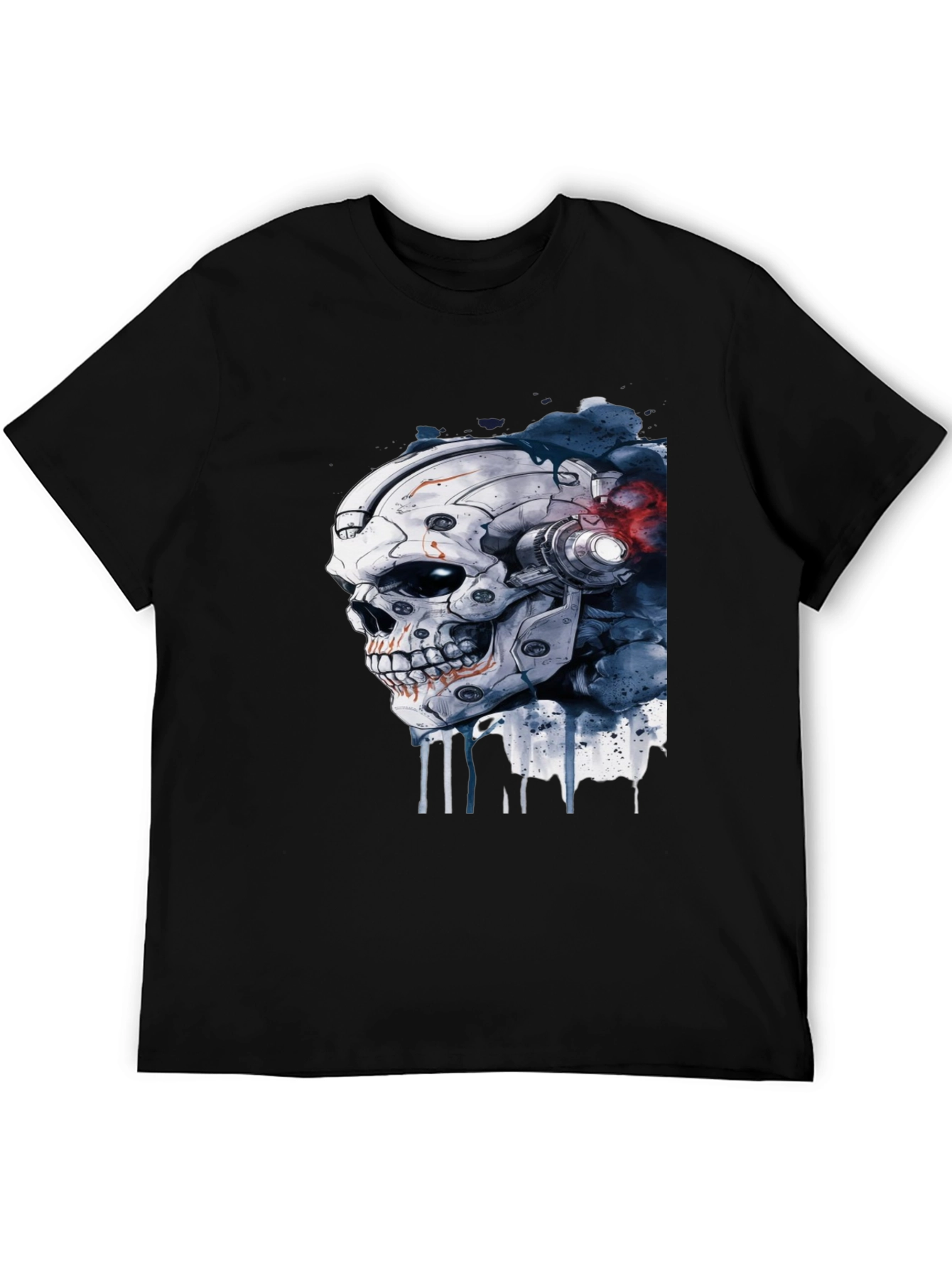 Cyber Skull Graphic Black T-Shirt