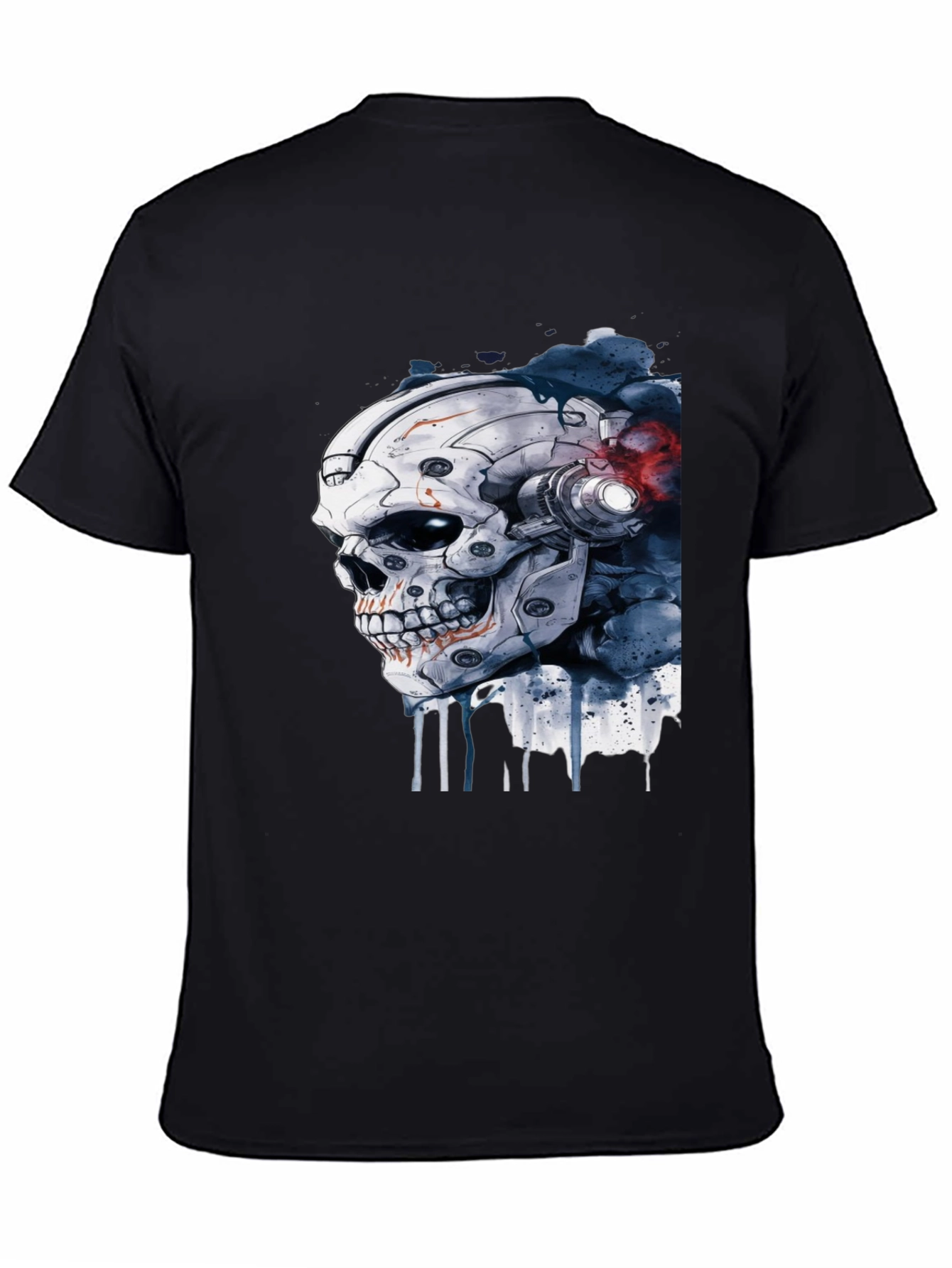 Cyber Skull Graphic Black T-Shirt