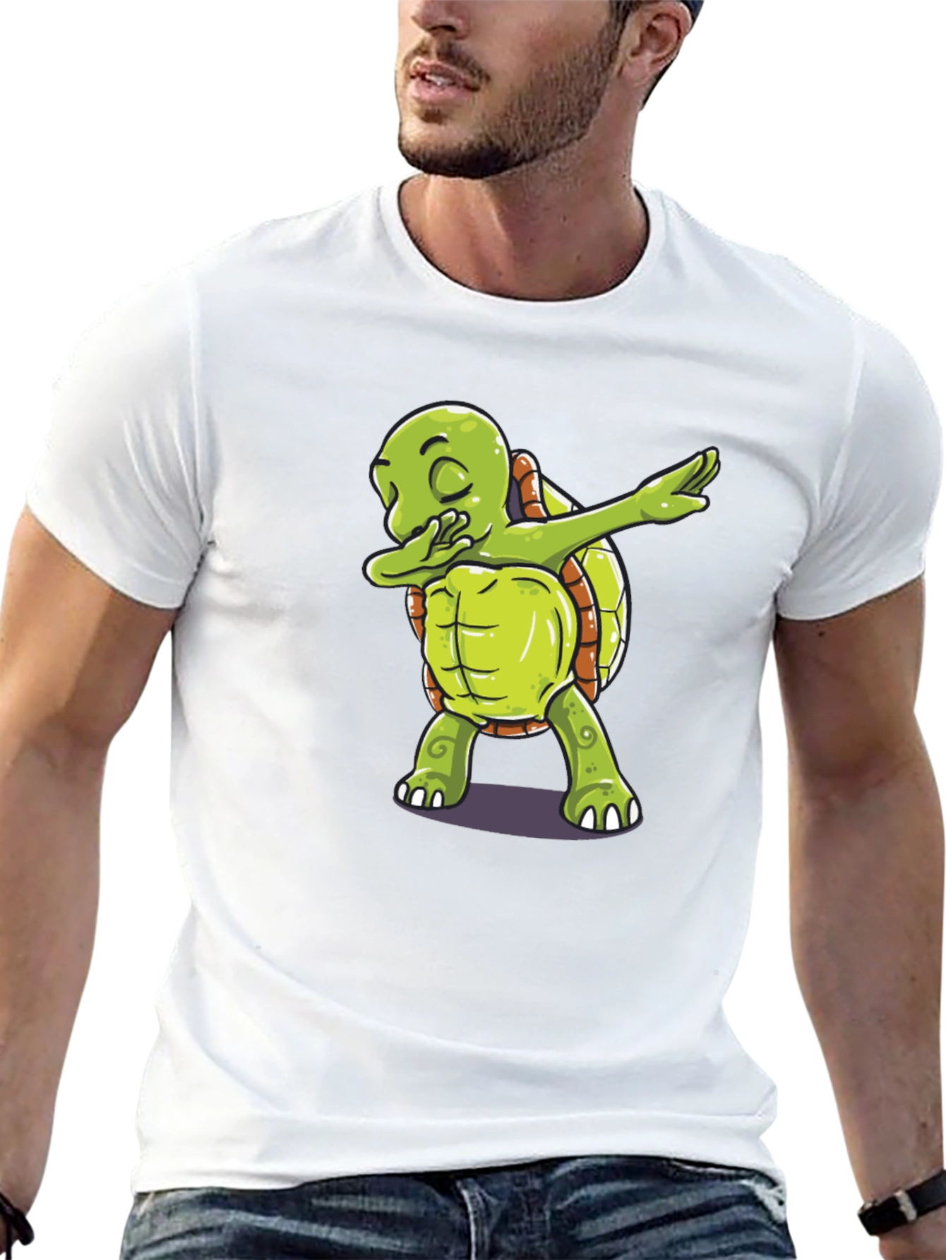 Dabbing Turtle Graphic Tee - Trendy Black T-Shirt